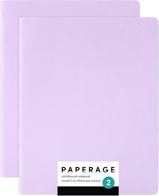 PAPERAGE Soft Cover Blank Journal Notebook, 2 Pack, (Lavender), 100 Pages, Large 7.5 inches x 9.5 inches, Ideal for Sketch Book, Note Taking & Travel Journal
