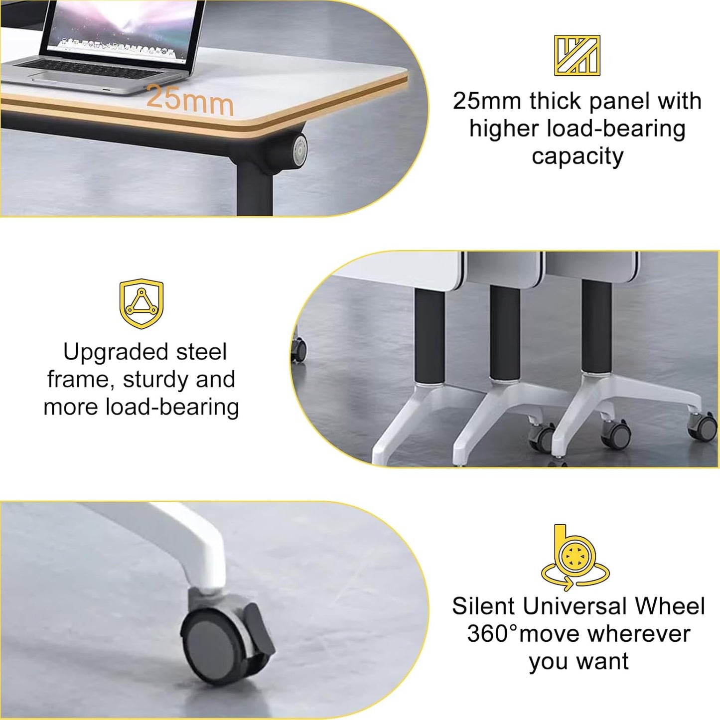 Conference Room Table with Flip-Top Design for Dynamic Meetings, Business Table Computer Desk with Heavy-Duty Frame,Foldable Seminar Meeting Tables for Home Office (2, E, 55.1IN)