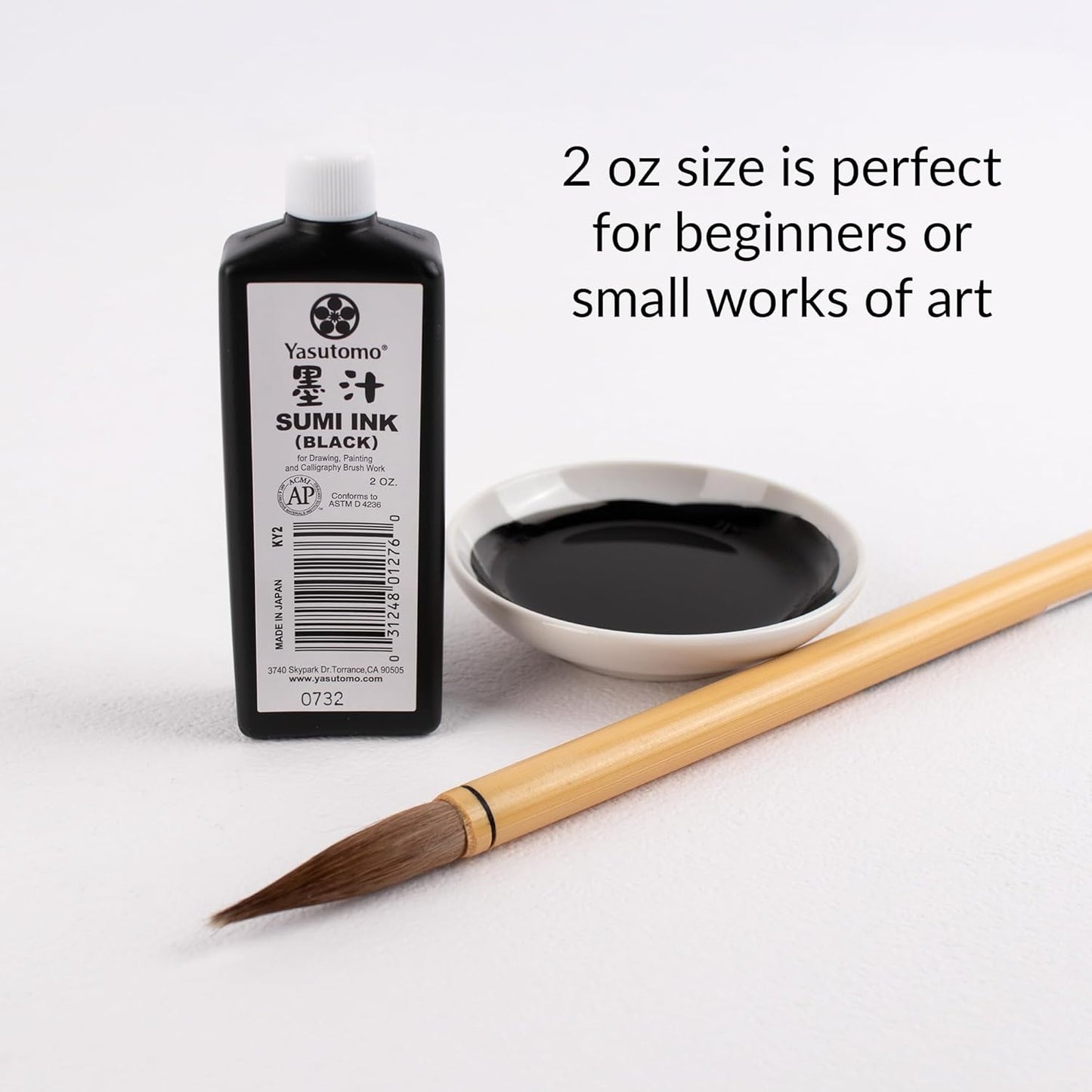 Yasutomo Bokuju Liquid Ink - 2oz Sumi Ink for Calligraphy and Artwork - Black Drawing Ink for use with Japanese Ink Brushes and Dip Pens