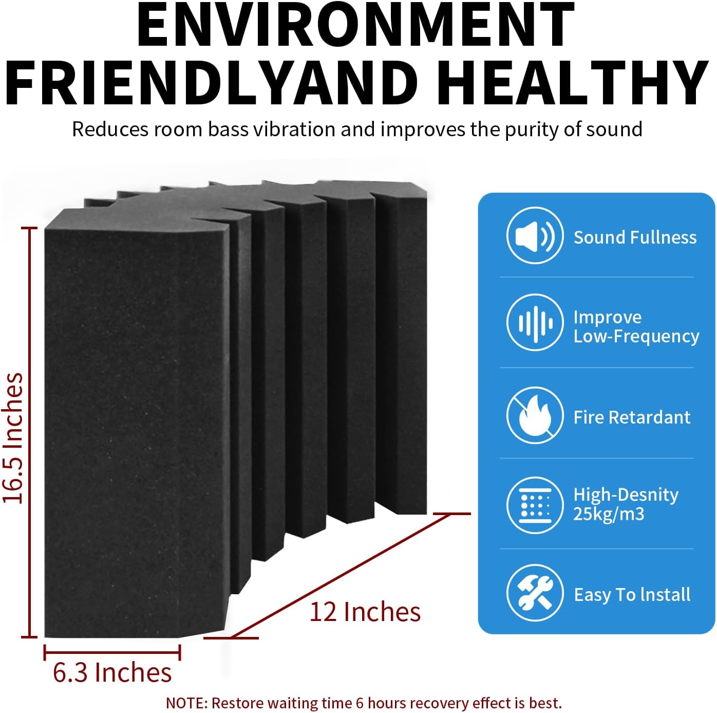 4 Pack Bass Traps Corner Acoustic Foam Corner 16.5" X 6.3" X 12" Acoustic Foam Panels Soundproof Padding Wall Panel Corner Block for Home Studio and Theater