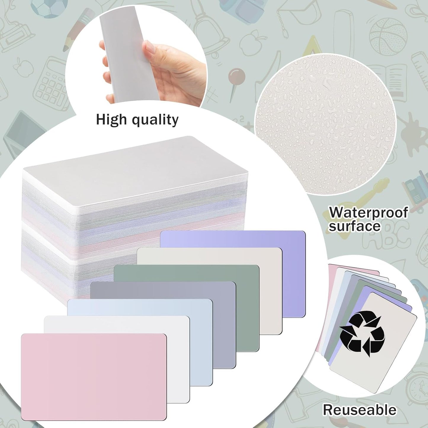 Harloon 100 Pcs Dry Erase Index Cards 3 x 5 Inch Laminated Reusable Dry Erase Note Cards Sheets for Office to Do List(Morandi)