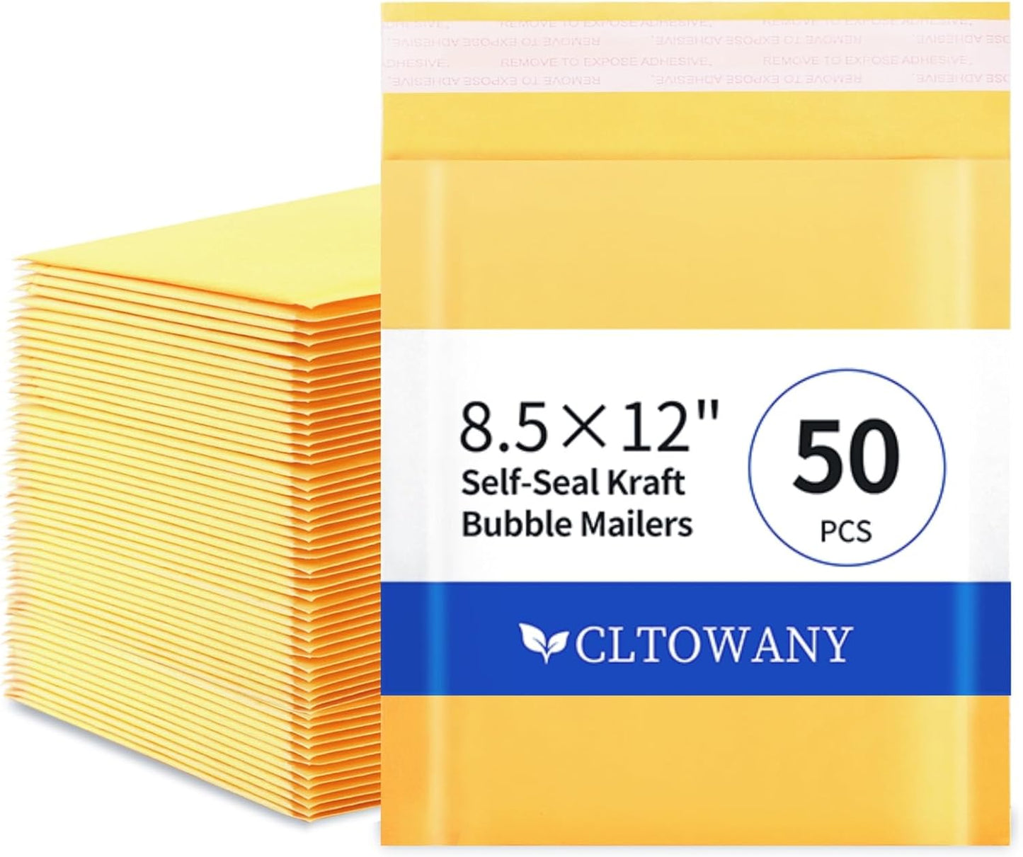 Kraft Bubble Mailers 8.5×12' Inch 50 Pack Yellow shipping envelopes Self-Seal Padded Mailing Envelopes for Jewelry Makeup Supplies and Small Business Packaging
