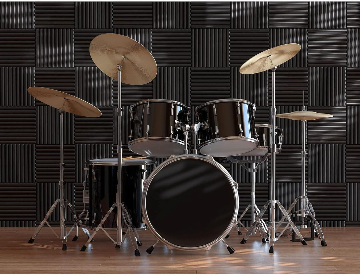 JBER 12 Pack Acoustic Foam Panels, 1" X 12" X 12" Sound Proof Foam Panels for Walls, High Desnsity Studio Soundproofing Wedges - Fire Resistant & Noise Absorbing for Studio, Office, Home (Black)