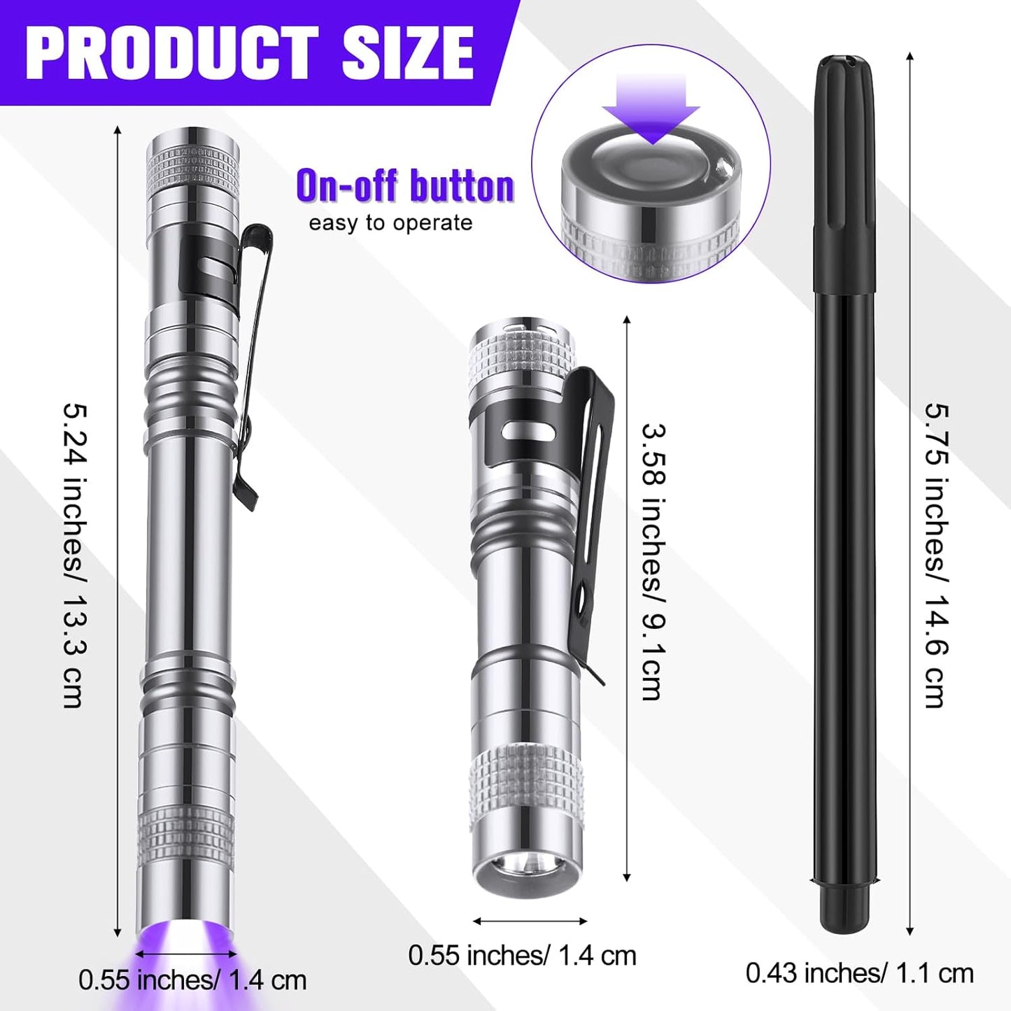 Tegeme 8 Pcs Black Light Markers Set 4 Invisible Ink Pen 4 Mini UV Flashlights Invisible Ink Marker Disappearing Pen for Class Prizes Spy Gift Party Favors(Silver and Black)