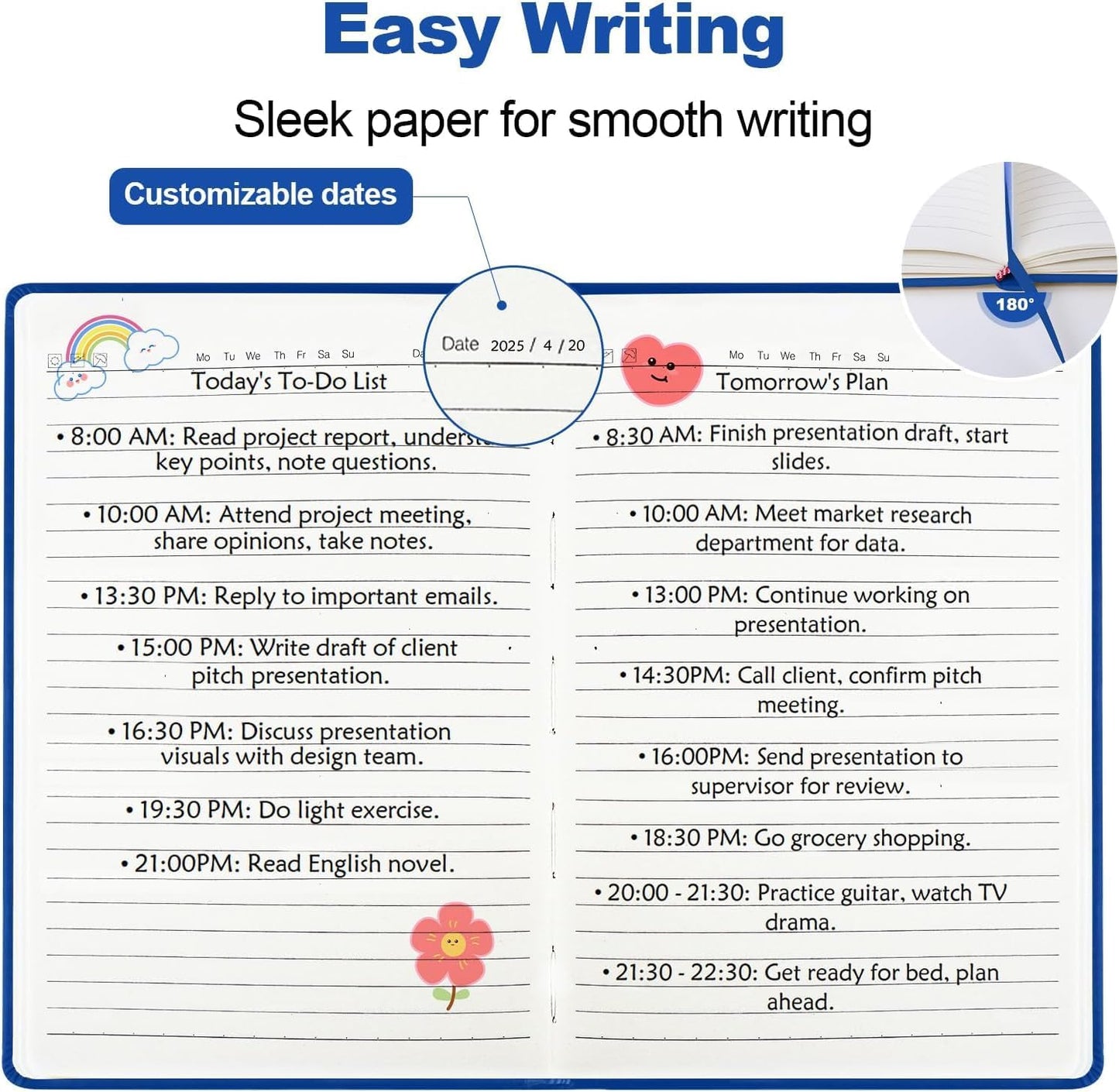 Lined Journal Notebooks, 160 Pages, 5.5x 8.2-Inch Journals for Women Men, Hardcover Notebook with 100 gsm Thick Paper, A5 Size College Ruled Notebook for Writing/Travel/Work (Blue, 6 Pack)