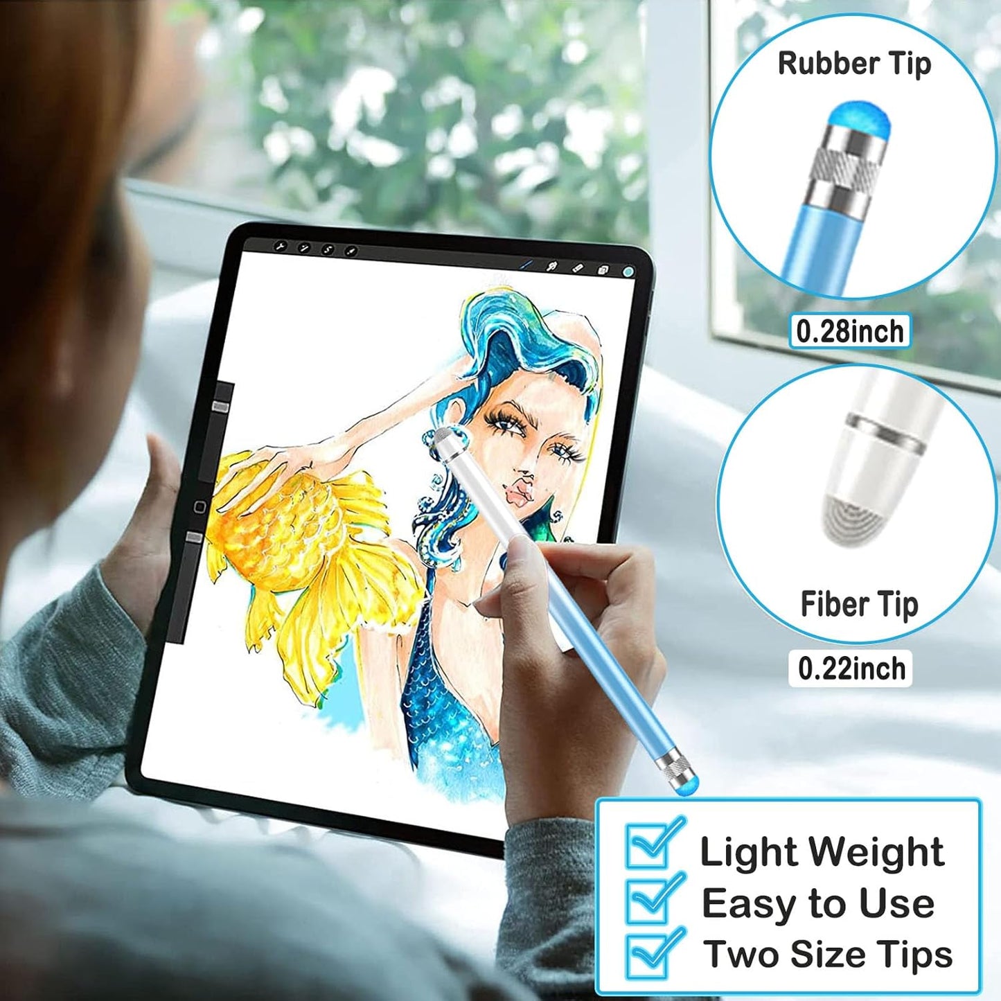 2 in 1 Stylus Pens for Touch Screens High Sensitivity & Precision iPad Pen with 8 Extra Tips,Stylus Pen for iPhone Compatible with All Touch Screen Devices-4 Packs