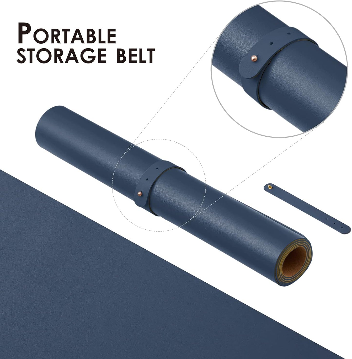 Cork Desk Mat - Dual-Sided Desk Pad for Office and Home - Desk Organization and Accessories - Ideal for Large Mouse Pad and Desk Mats on Top of Desks(Dark Blue,27.6"x 13.8")