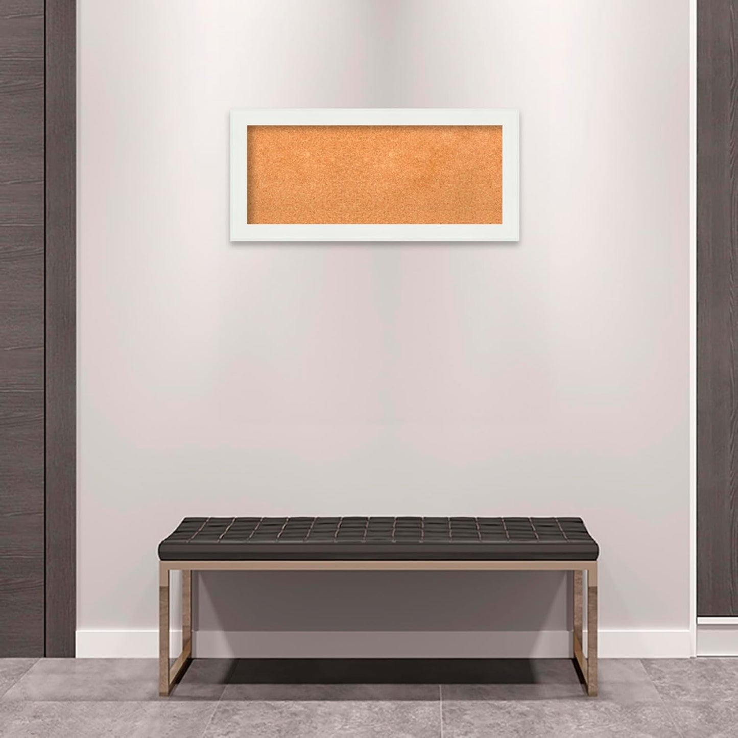 Amanti Art Natural Cork Board for Wall, 15x33 Vision Board with White Frame, Medium Corkboard Office Decor for Home Organization, Casual Corkboard Pinboard to Display Items for Home Organization in