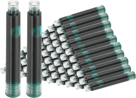 PATIKIL 60Pcs Fountain Pen Ink Cartridges, 3.4mm Bore Diameter Pen Ink Refill Standard International Refill Cartridges for Writing Business, Dark Green
