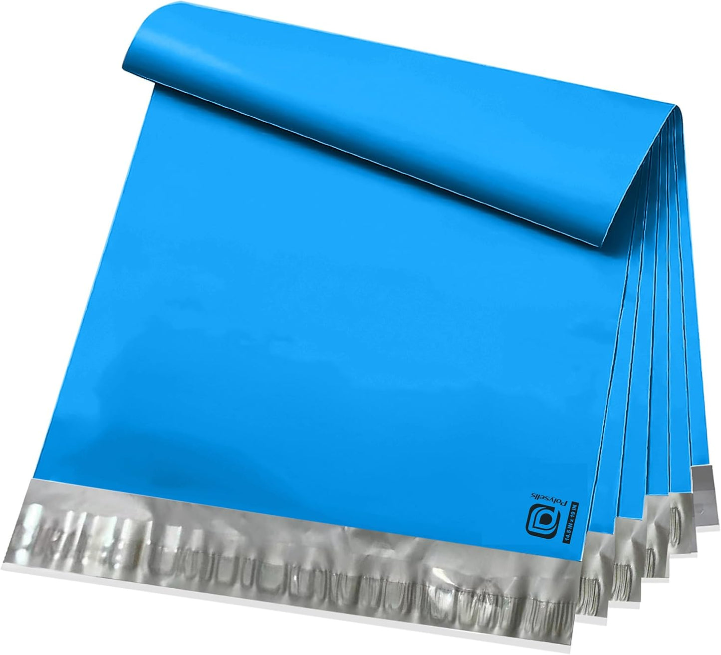POLYSELLS 100 pcs 14.5x19 Inches Blue Poly Mailers Shipping Envelopes, Strong Adhesive Sealing, Waterproof, and Tear-resistant Postal Mailing Bags for Clothing, Books, and Accessories