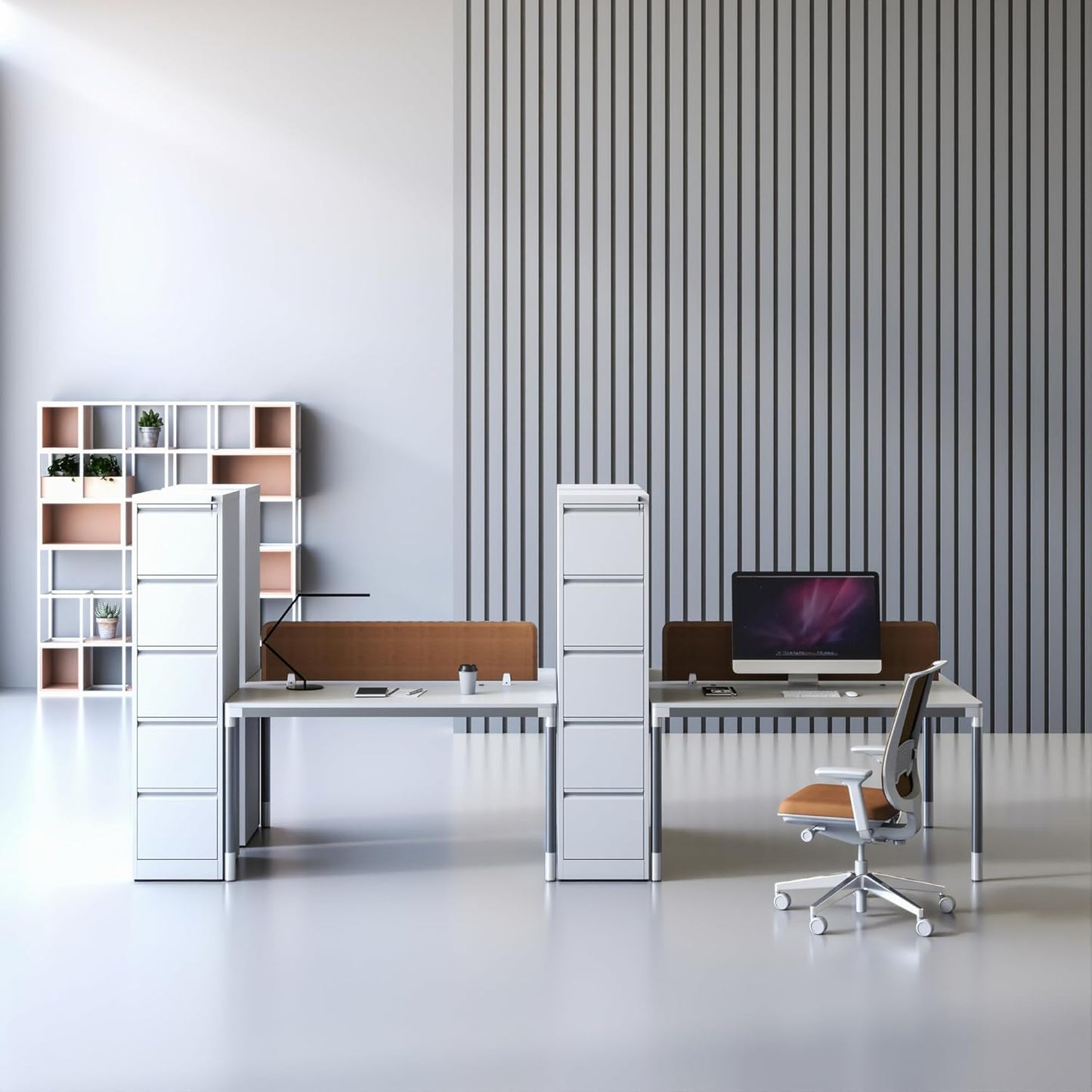 5 Drawer File Cabinet with Lock, Vertical Filing Cabinets for Home Office, Locking File Cabinet Hanging Files for A4/ Legal/Letter, Require Assembly, White