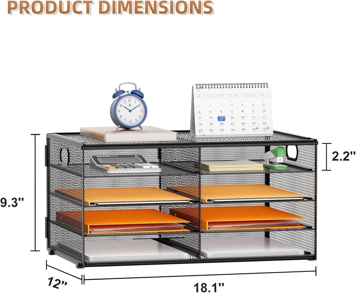 Marbrasse 5 Tier Desktop Literature Organizer, Mesh Paper Organizer Desk Organizers, File Sorter Mail Center Paper Storage Cabinet Classroom Keepers Mailbox for Office Home School, Black