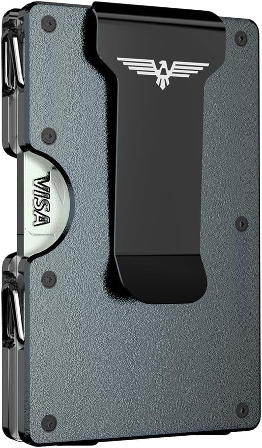 Minimalist Wallet for Men, Metal Wallet with Money Clip, Slim Compact Wallet, RFID Blocking Card Holder, Metal Aluminum Credit Card Holder, Holds up to 20 Cards