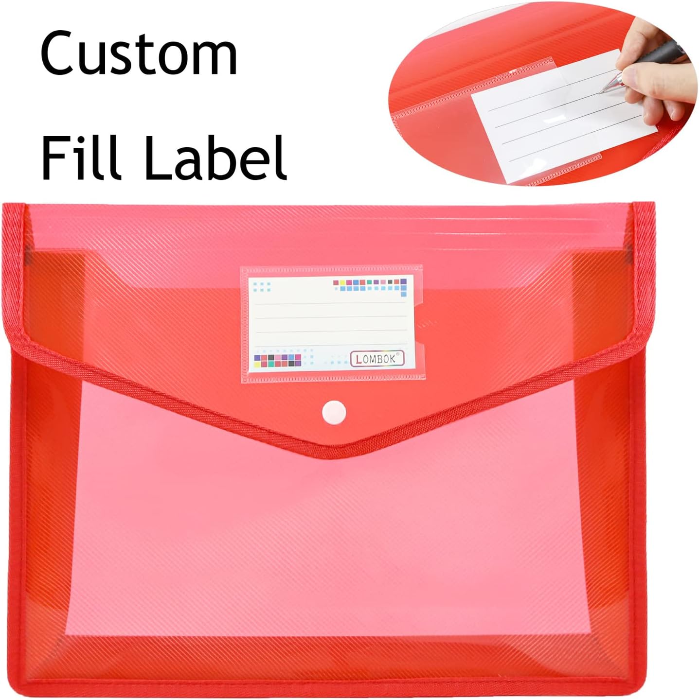 YoeeJob Plastic File Folders Legal Size 2 Pcs, Expandable Document Folder with Snap Button Closure, A4 Expanding File Wallet Envelopes Pouch with Label Pocket, Red
