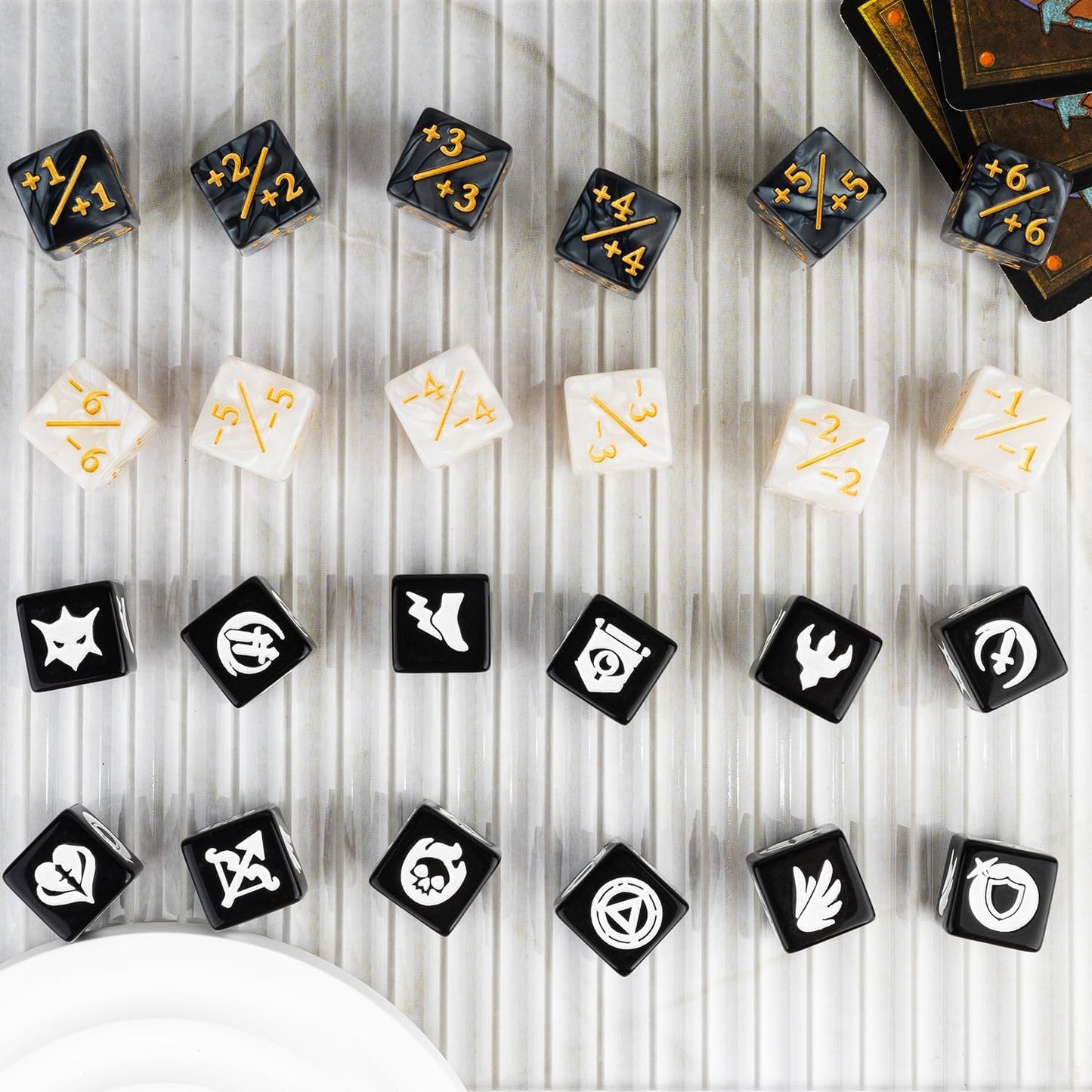 48 Pieces MTG Dice Counters Icon Abilities Keywords Counter Plus 1 Life Buff Tokens Dice Set for TCG Magic Cards Game Accessories, Black