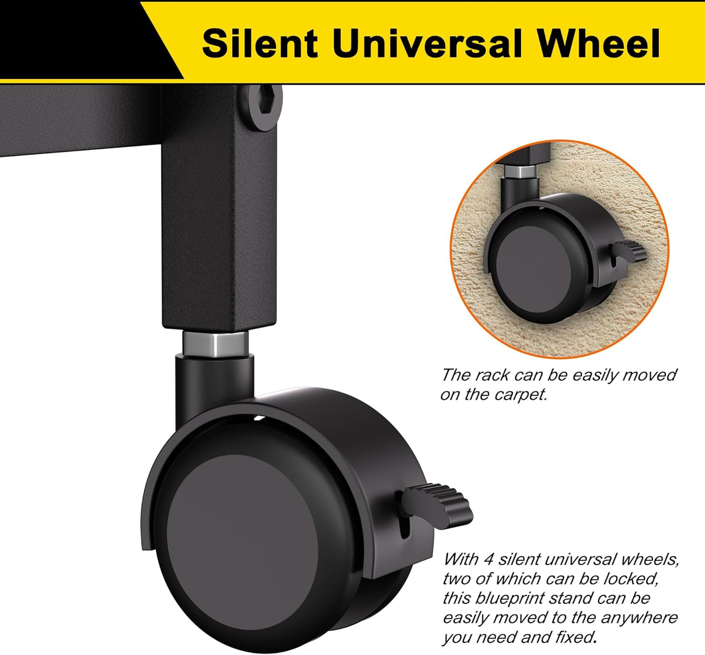 Blueprint Storage Rack, Blueprint Holder with Wheels, Used for Storing Blueprint/Carpet/Map/Poster/Architectural Construction Plan, 20 Slots(3.2" x 3.2"), Silent wheel for Home, Office, School(Black)