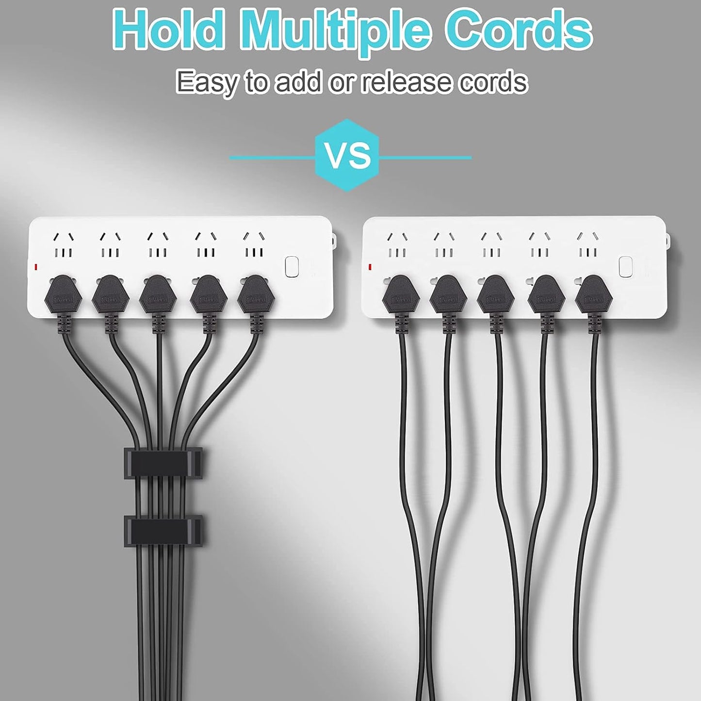 Cable Management Clips, Large Cord Clips for Under Desk Wire Management, Adhesive Organizer Multiple Cord (Computer/PC, Network, TV, Ethernet) Black 20 PCS