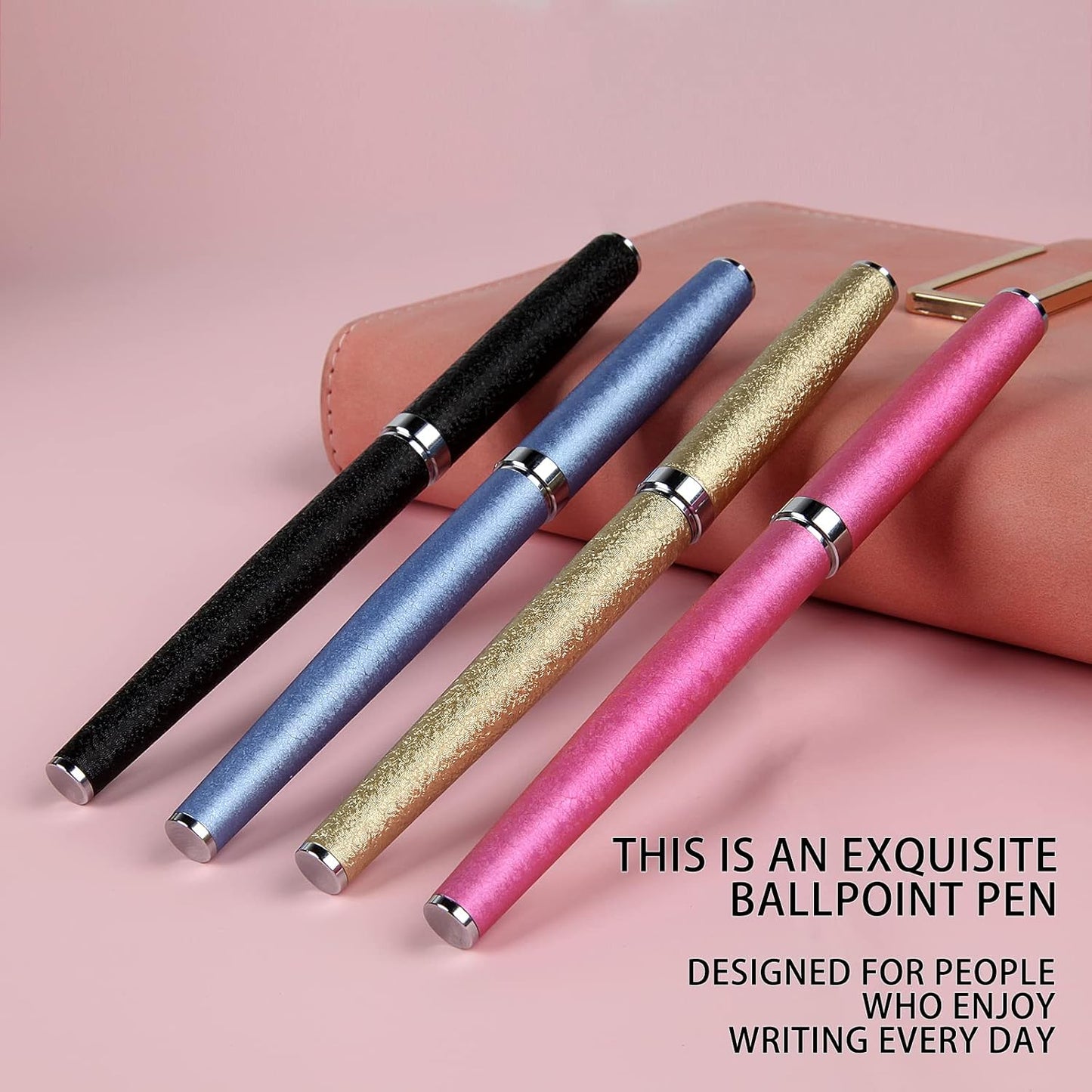 Nice pens,luxury pen with cace,fancy pens Ballpoint Pen Smooth writing experience stylish design effortless writing executive pen-Gift Box with 0.5mm Black Extra 2 Refill (Gold)