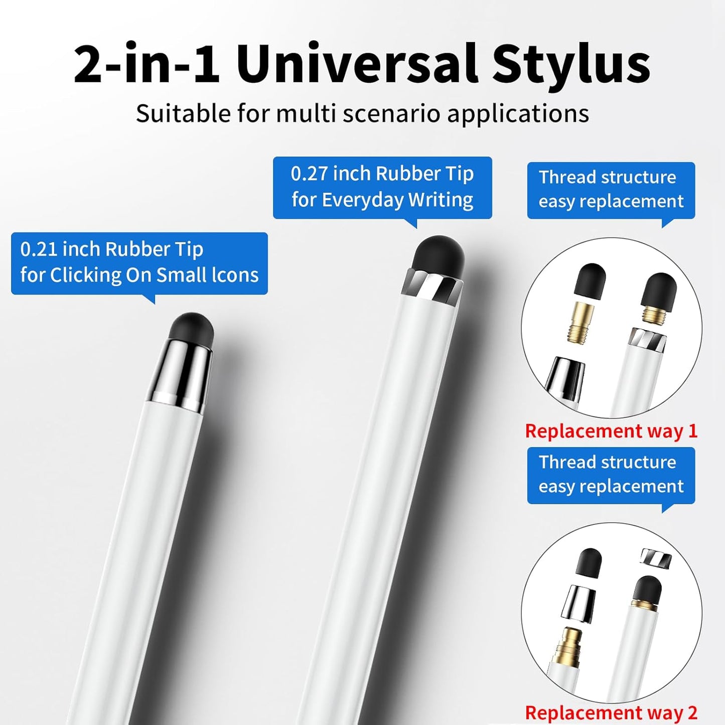 Stylus Pen for Touchscreen,5 PCS Stylus,Stylus 2-in-1 High Sensitivity Precision Suitable for Touch Screens of iPhone/ipad/Android Tablet(White)