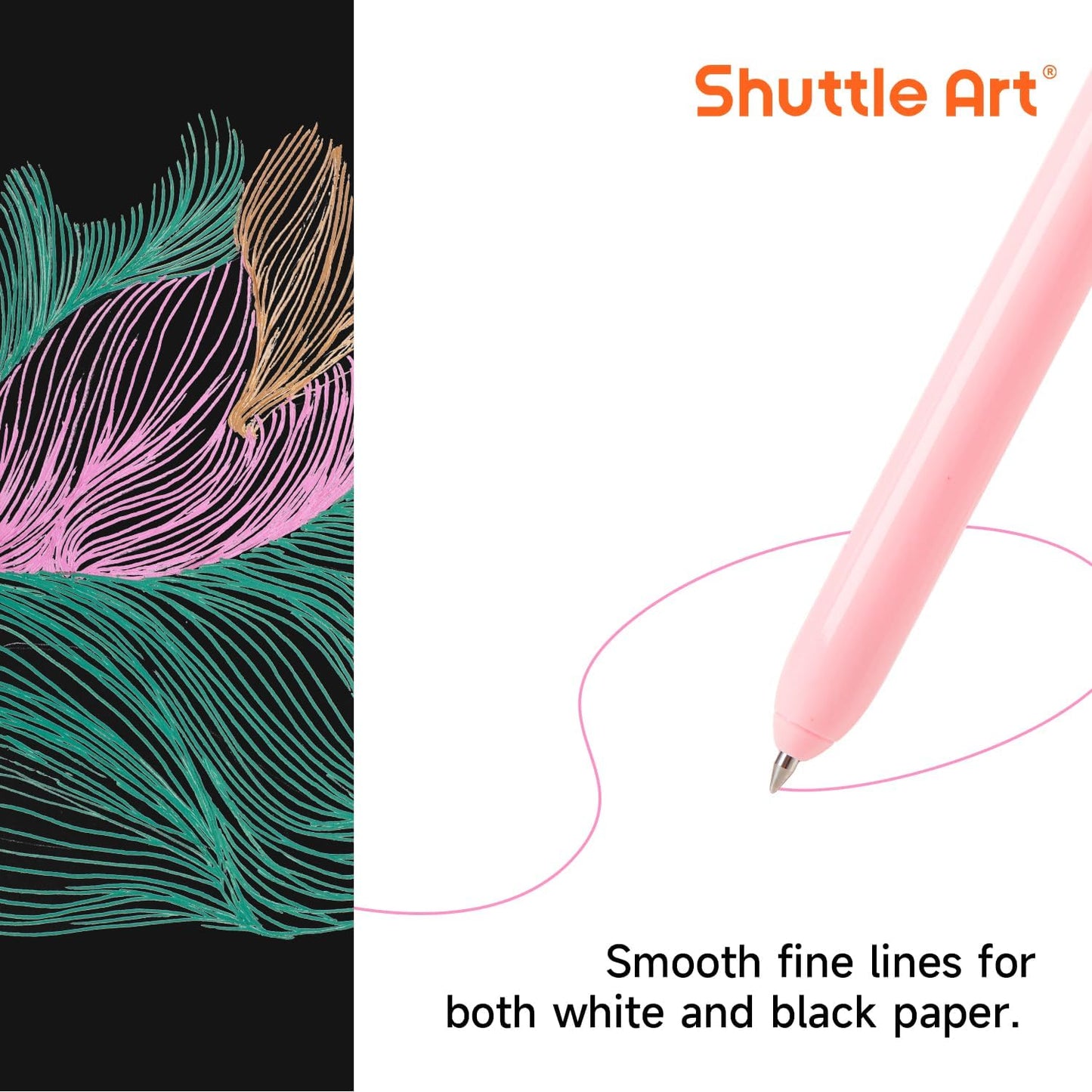 Shuttle Art Colored Retractable Gel Pens, 8 Pastel Ink Colors, Cute Pens 0.7mm Fine Point Quick Drying for Black Paper Writing Drawing Journaling Note Taking School Office Home