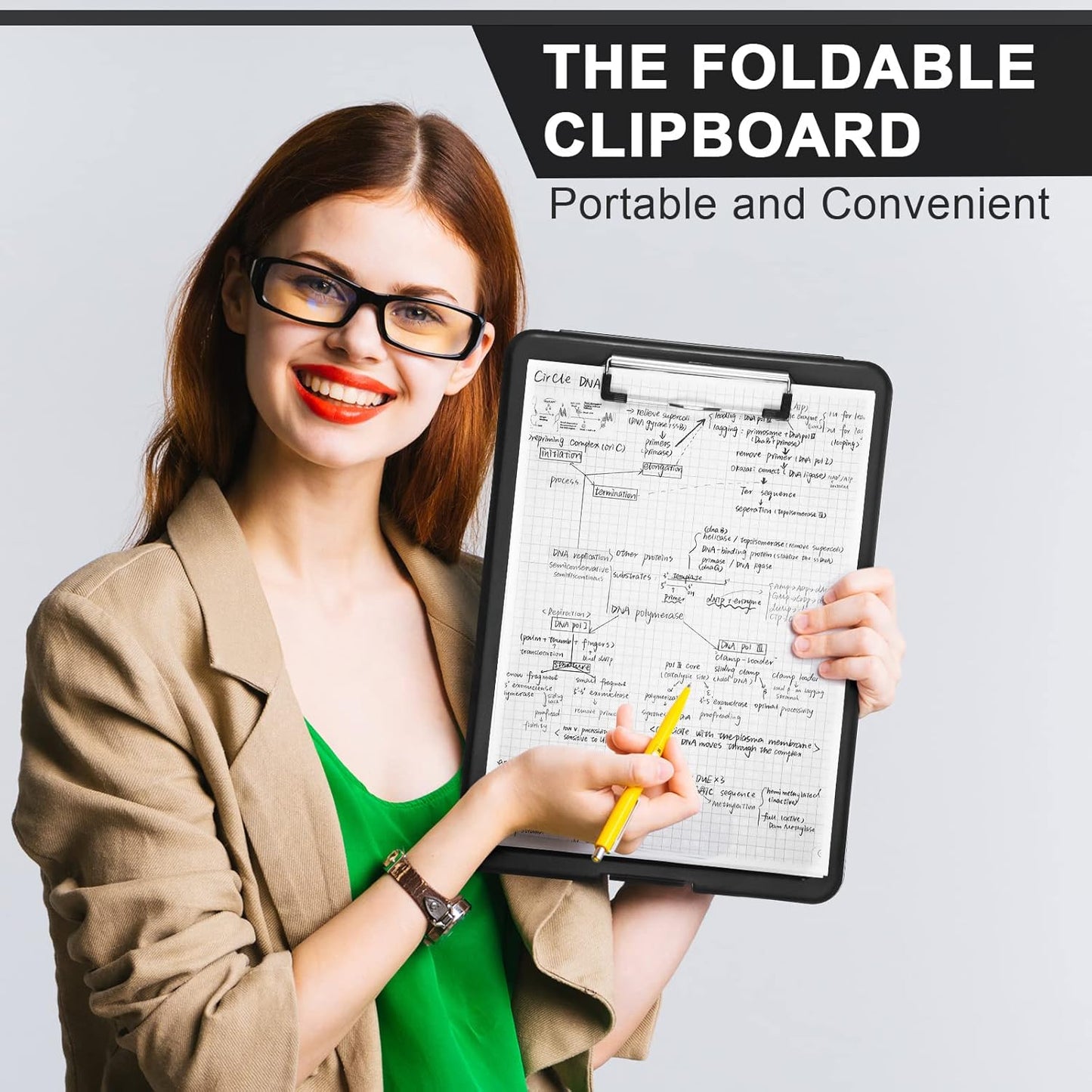 Geyee 24 Pcs Clipboard with Storage Plastic Foldable Nursing Clipboard Storage with Pen Holder 9. 5 x 13. 4 Inch Foldable Clip Board with Low Profile Clip for Student Teacher Nurse Office Supplies