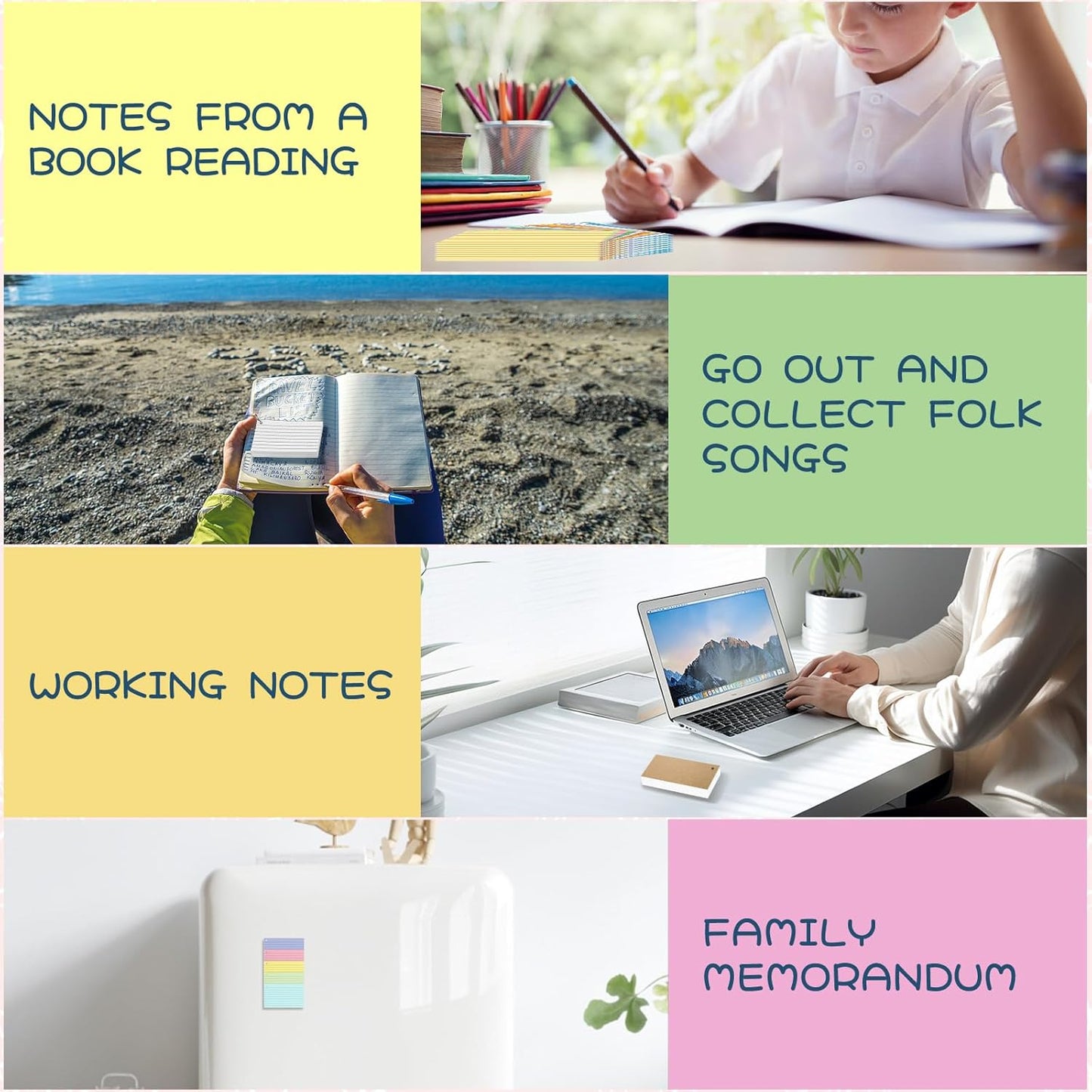 Huakaile 1000 Pieces Colored Index Cards, 3" x 5" Ruled Flash Cards with Ring, Double-Sided Lined Note Cards for School Study College to Do List Office (10 Colors)