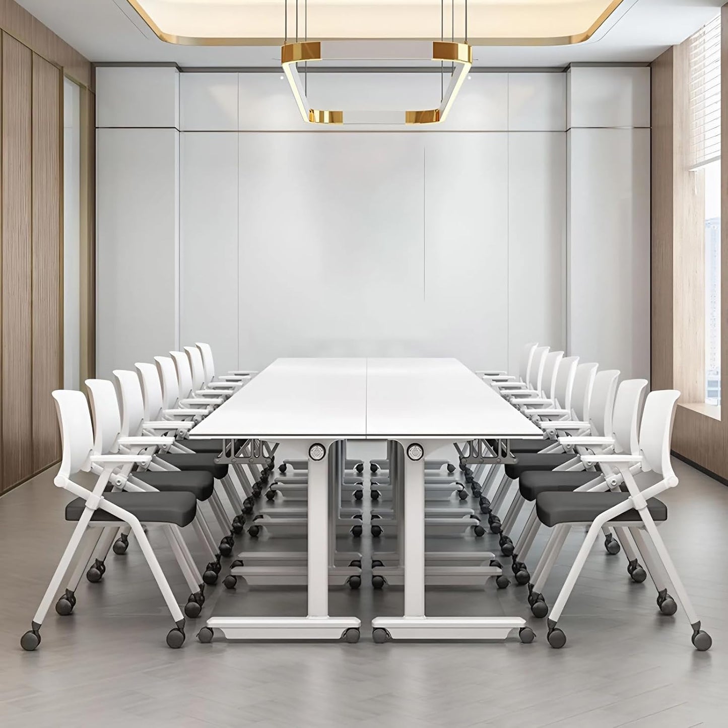 6Pack Conference Room Table, Folding Conference Table for Office Classroom, Mobile Training Tables with Casters Silent Wheels, Large Rectangular Convertible Modular Seminar Tables (L70.9in)