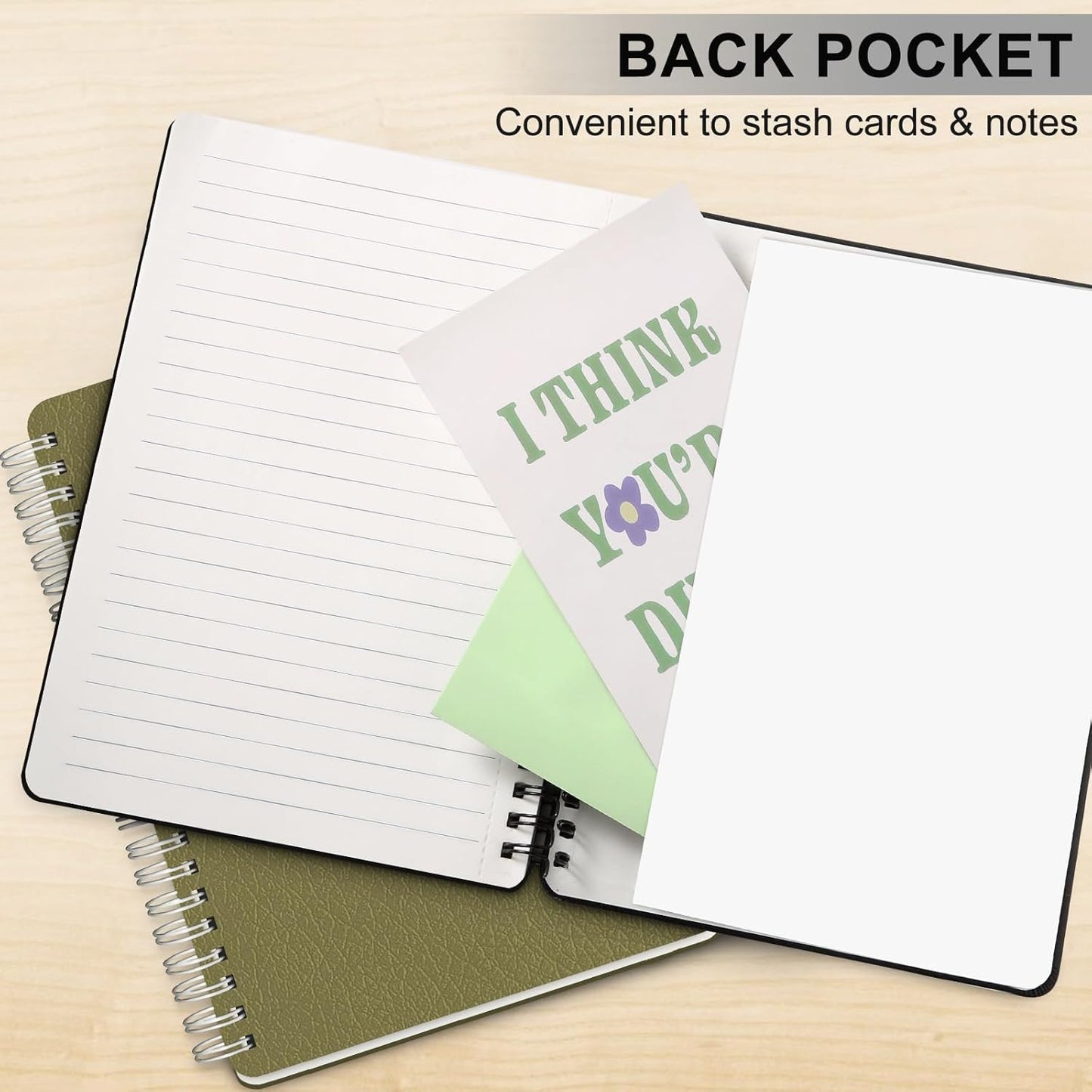 Lined Spiral Journal Notebook, A4 Hardcover Leather Notebook for Work, 8.5''×11'', 100GSM Thick Paper Spiral Bound Journaling Notebooks for Women & Men Office School Note Taking Business, Black