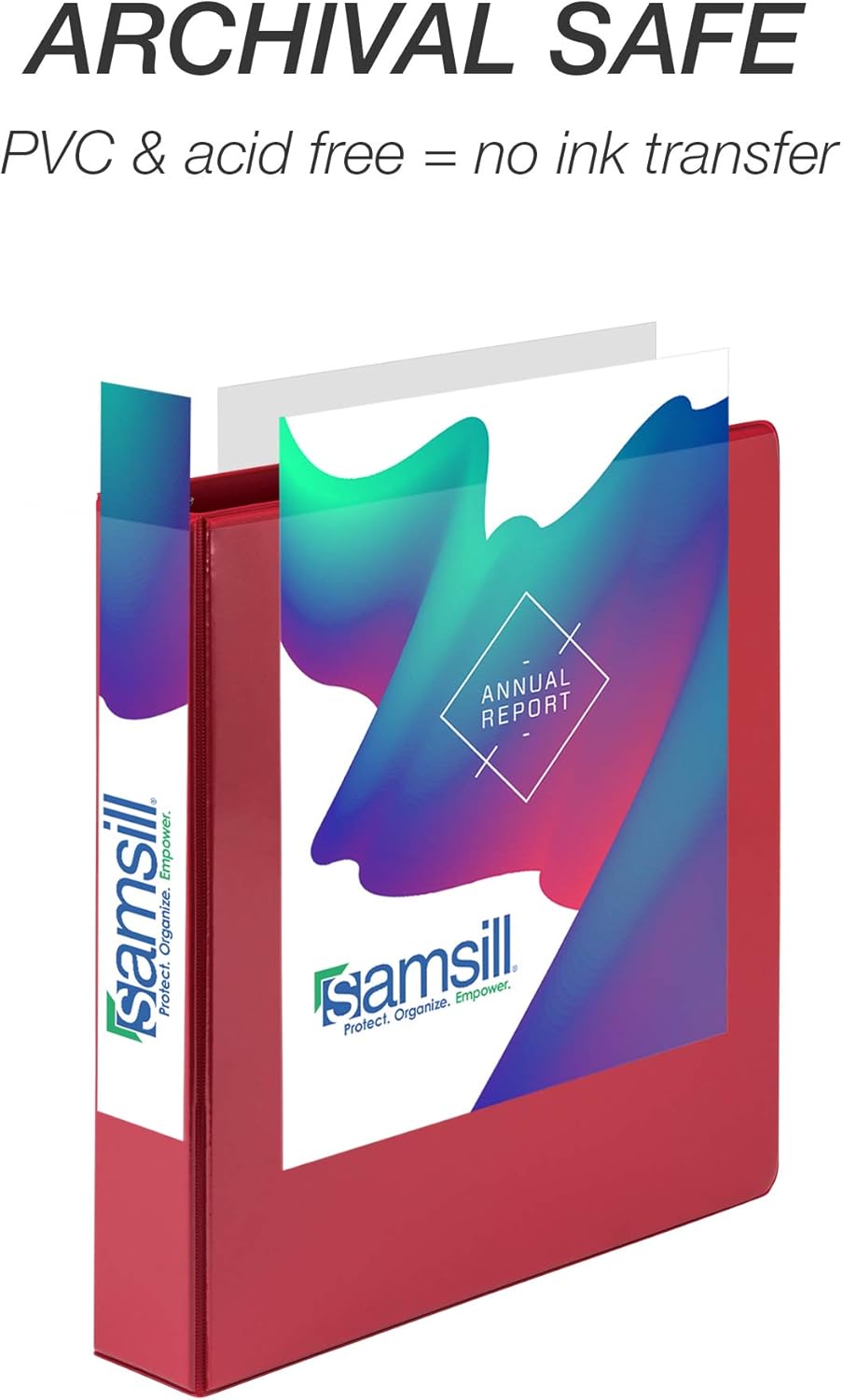 Samsill 1.5 Inch 3 Ring Binders, Made in USA, Economy Round Ring, Clear View Cover, 325 Sheet Capacity - for School, Home, Office - Red, 12 Pack