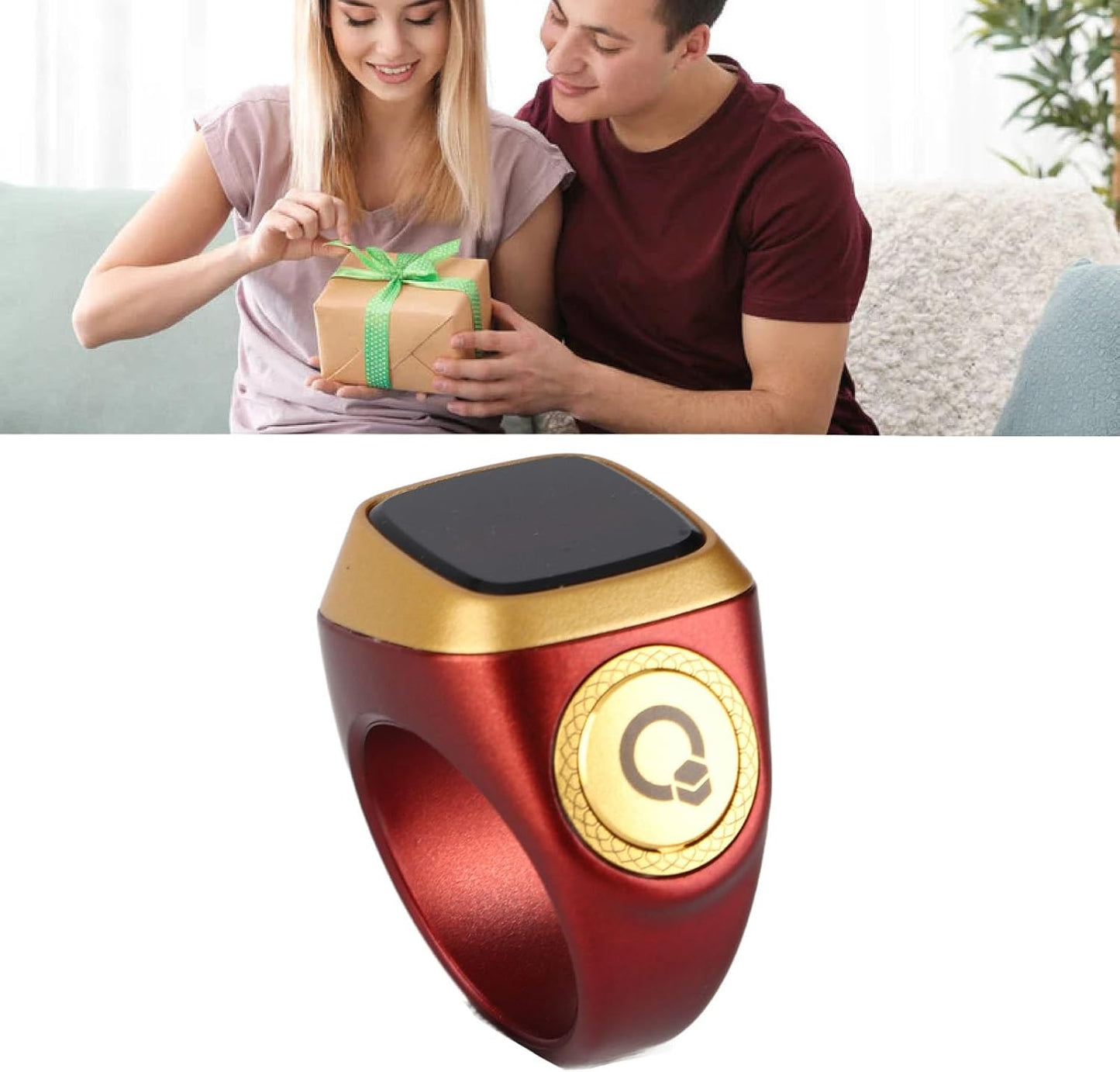 Finger Tally Counter, 20mm Rechargeable Tally Counter Ring BT5.1 Handheld Number Click Counter CNC Button Digital Finger Counter Support APP with 0.49in Screen (Brown)