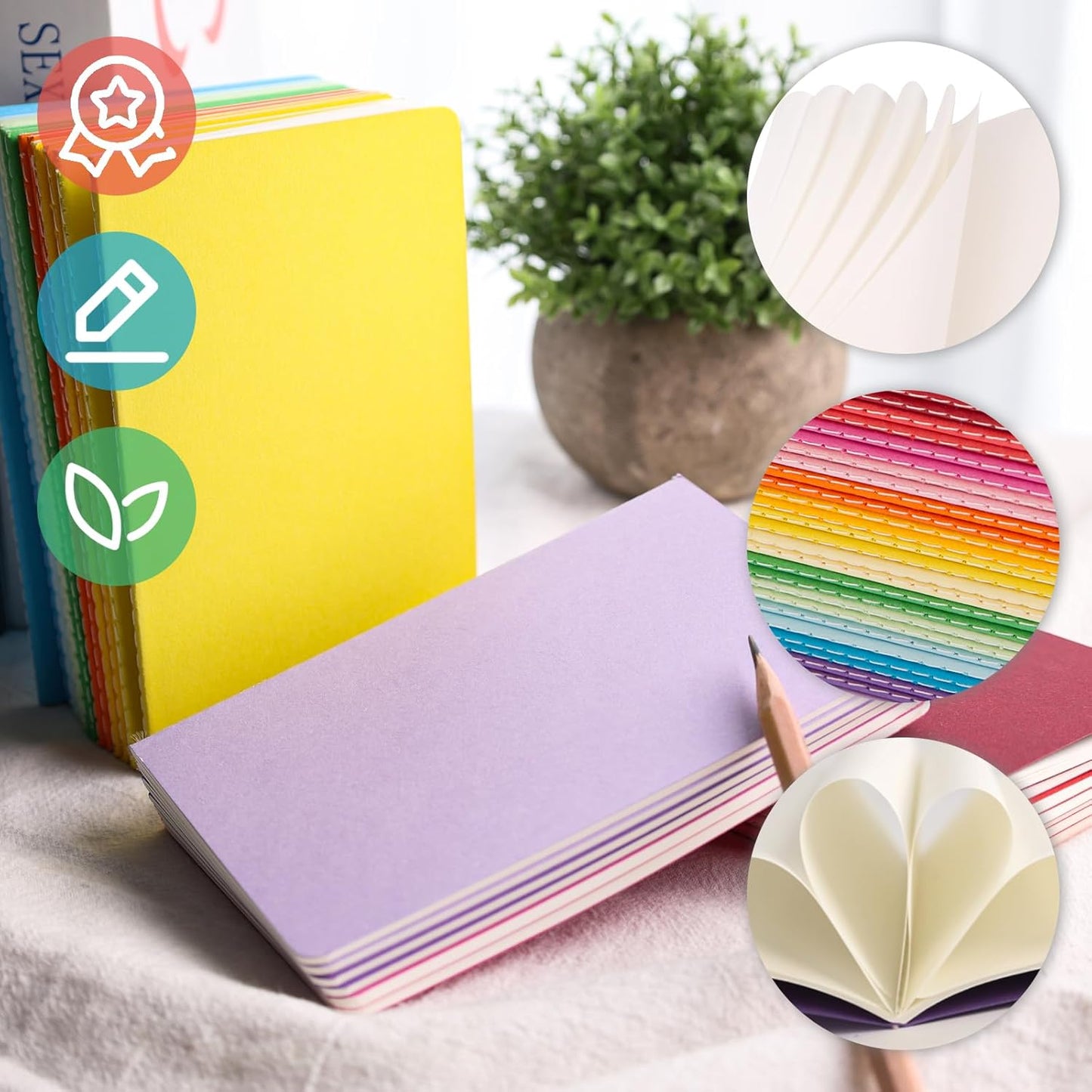 Koogel 32 Pack Small Notebooks Bulk, 3.5 x 5.5 Inch Mini Journal Pocket Notepads Set for Back To School, Colorful Cover Memo Notepad for Kids Students Office Supplies,Tiny Note Book Bulk