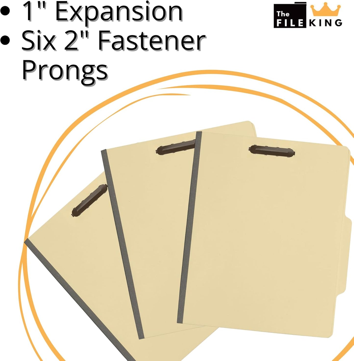 The File King Two Divider Manila Classification File Folder - Letter Size | 10 Pack | 2/5 ROC Top Tab | 1" Expansion | 2" Fastener Prongs | Made in America