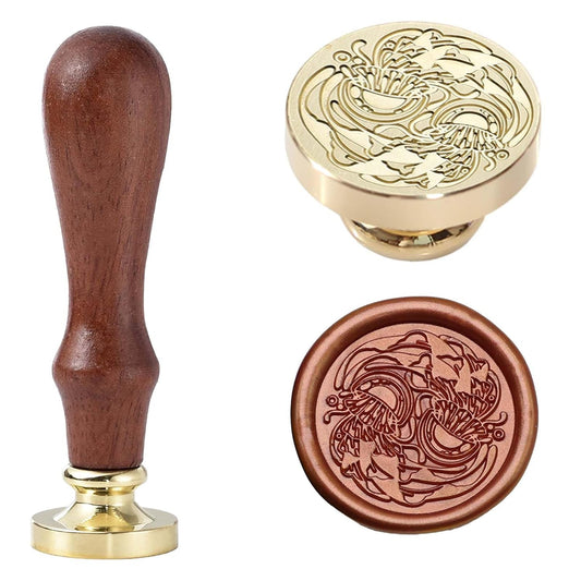 Marine Animal Wax Seal Stamp - Dancing Jellyfish Sealing Wax Stamp,1.18 Inch/30mm Dual Jellyfish Sealed Stamp Heads for Envelopes,Letters,Handicraft DIY and Christmas
