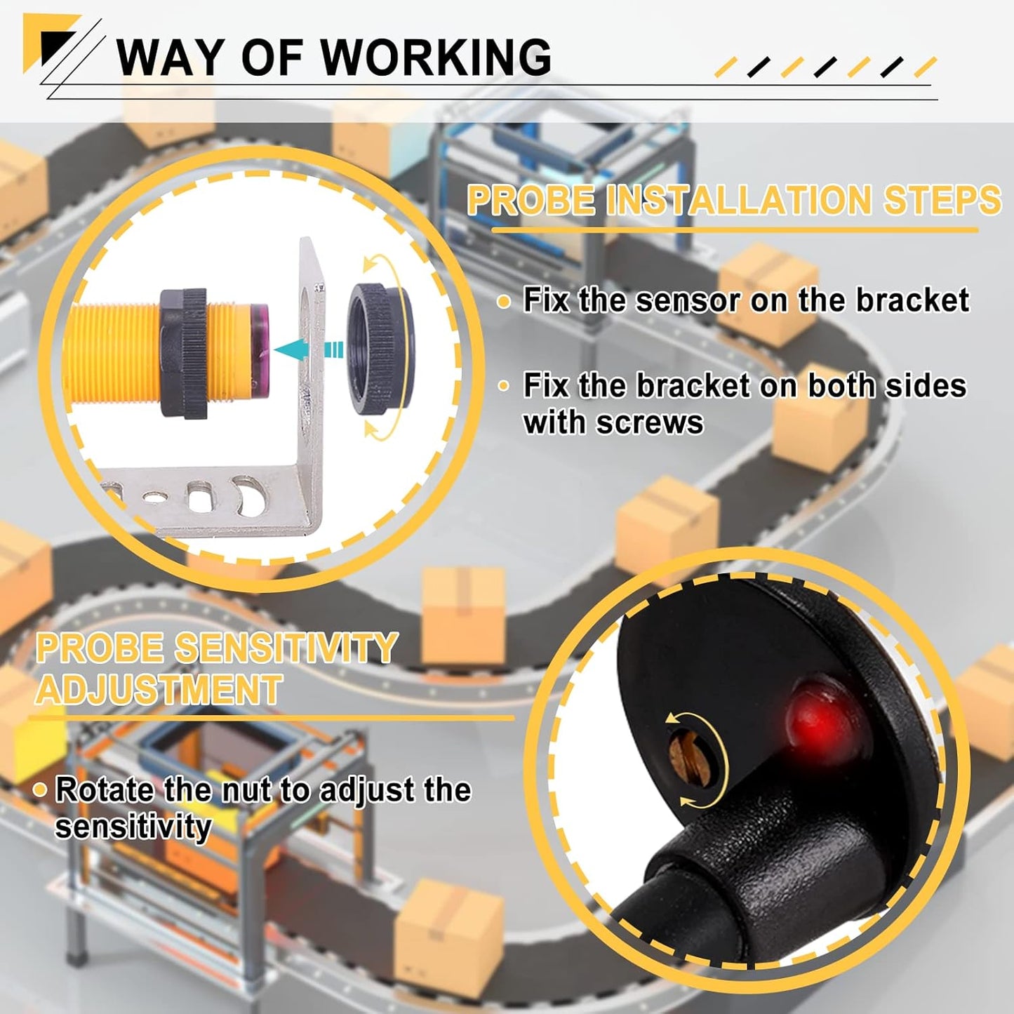 JIAWANSHUN Digital Counter Led Digital Counter Display Count Up to 999999 4in Large Digital Counter with Infrared Sensor Automatic Counting for Conveyor Belts 100-240V