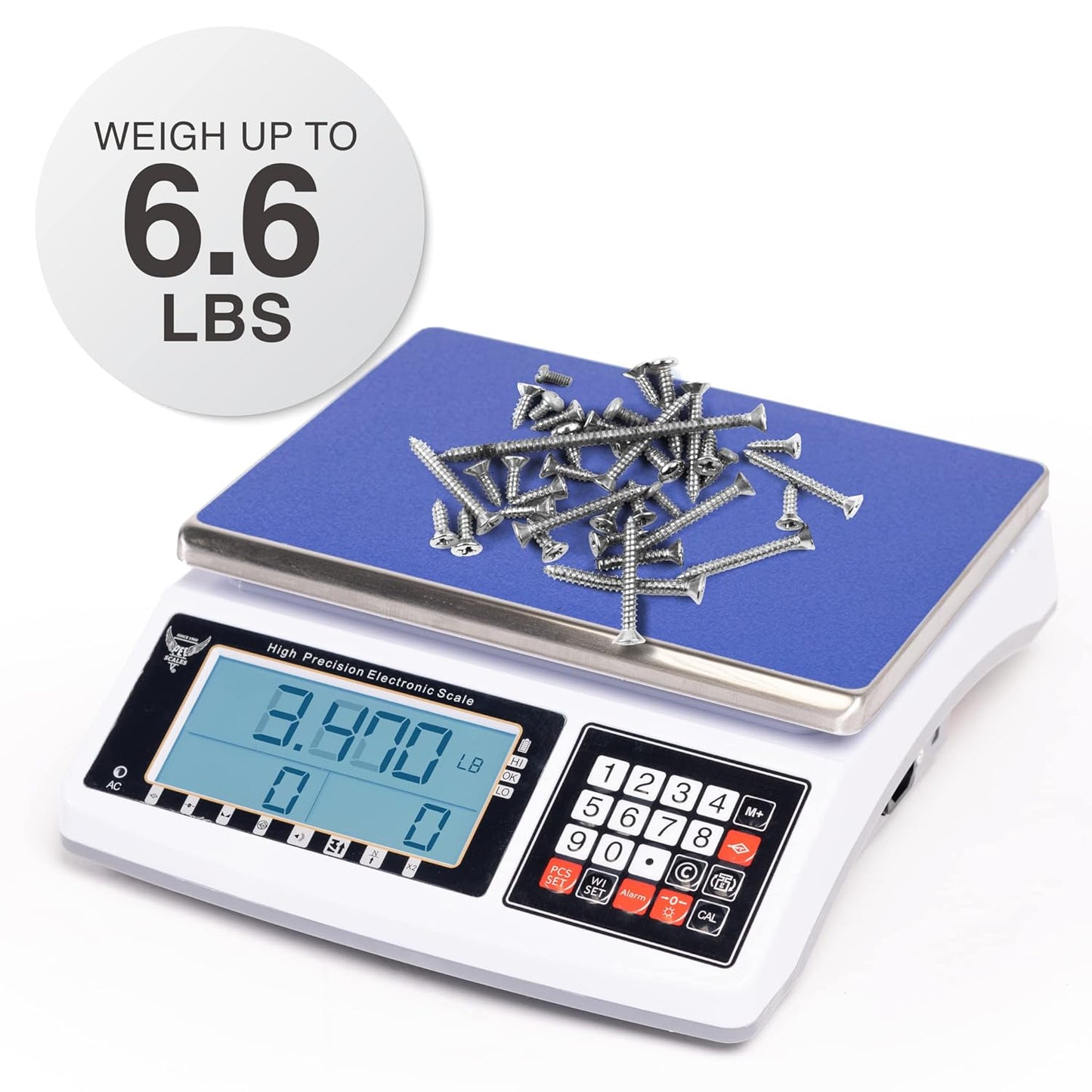 PEC Digital Counting Scale - Digital Inventory Scale for Packages and Mail - Weight Counting Scale for Coins and Small Parts - 6.6lbs