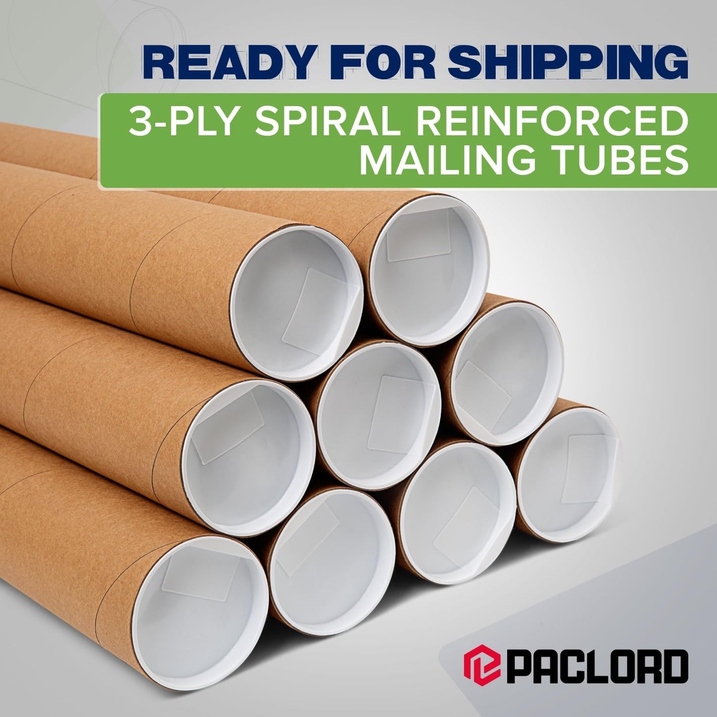 3" x 36" Reinforced Kraft Paper Mailing Tubes, Pack of 4 Tubes with 2 Caps Each – USPS Approved Poster Tube – Made in USA Cardboard Tube for Shipping and Storing Posters, Prints, Artwork, or Documents
