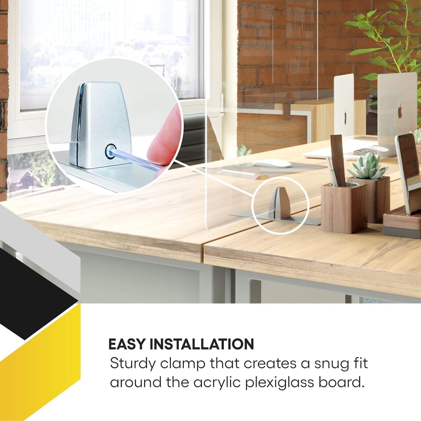 OBEX Acrylic Free Standing Screen, Divider for Desk Privacy Home & Office Partitions for Table Top Workstation, Portable Cubicle Panel for Work, 18" x 48", Clear