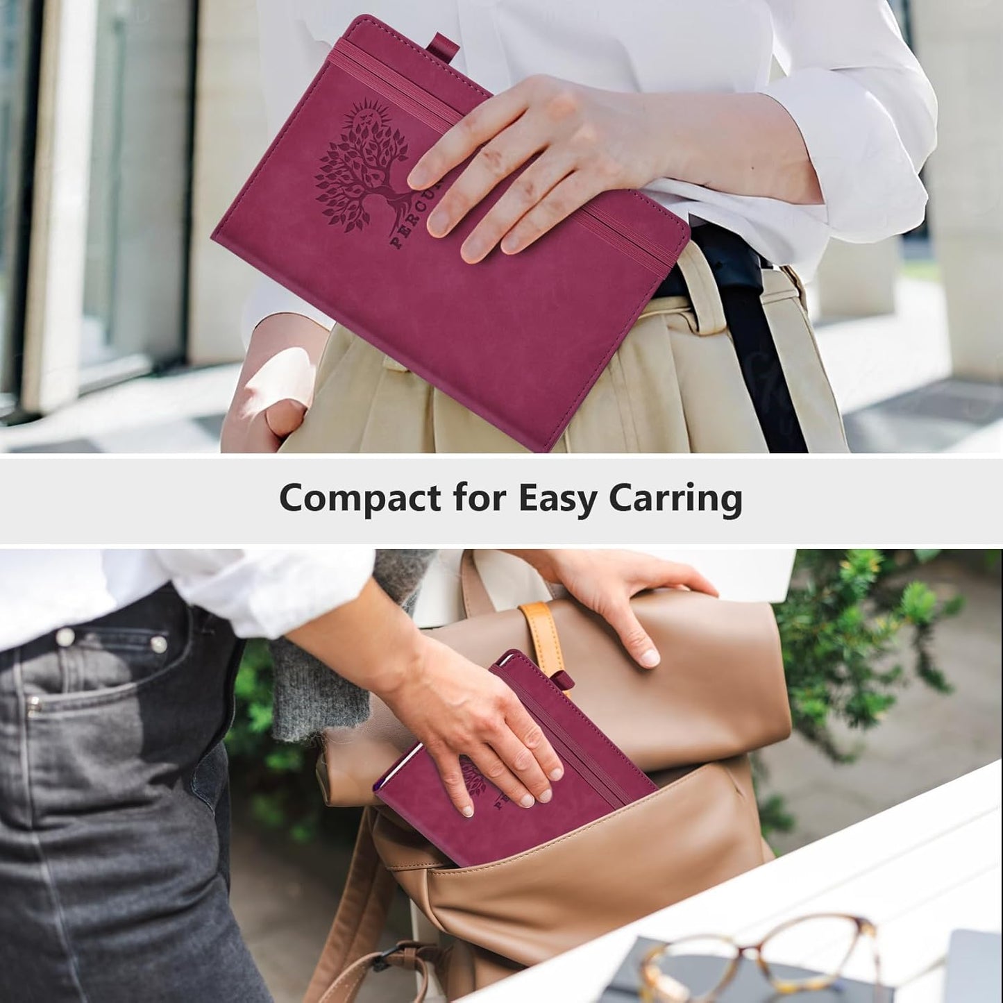 PERCUN Graph Paper Notebook, 160 Pages Grid Journal for women & men, A5 Hardcover Leather Graphing Notebook for School, Work, Travel, Note Taking 5.9”x8.5” (Burgundy)