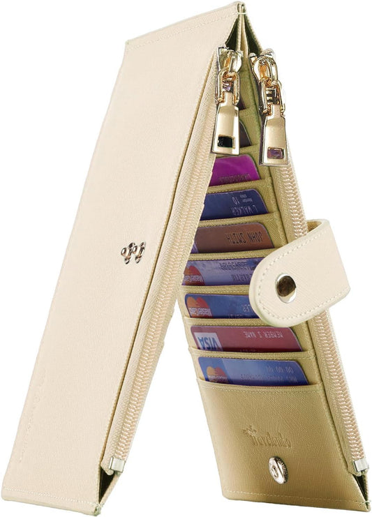Travelambo RFID Wallet Women Large Size Bifold Multi Card Wallet Case with Zipper Pocke Credit Card Holder for Women