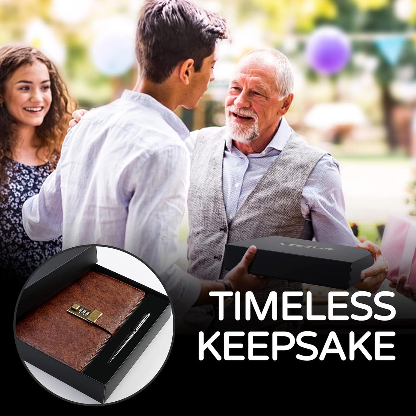 WEMATE Diary with Lock, A5 PU Leather Journal with Lock 240 Pages, Vintage Locks Journal Password Notebook with Pen, Locks Diary Planner Organizer for Men and Women, 8.6x5.8in Brown