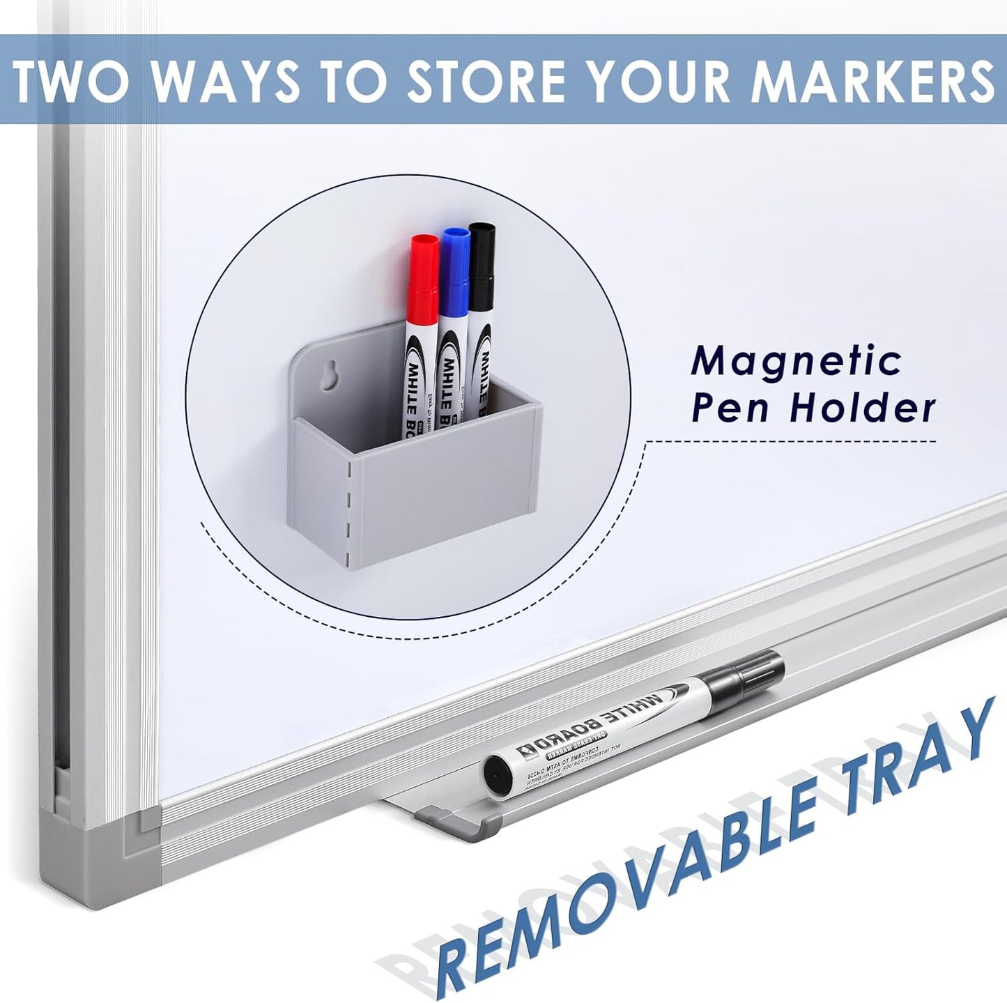 SWANCROWN Large White Board Dry Erase 60" x 48" Presentation Magnetic Whiteboard with Long Pen Tray, Dry Erase Board for Wall, School, Office and Home 5' x 4'