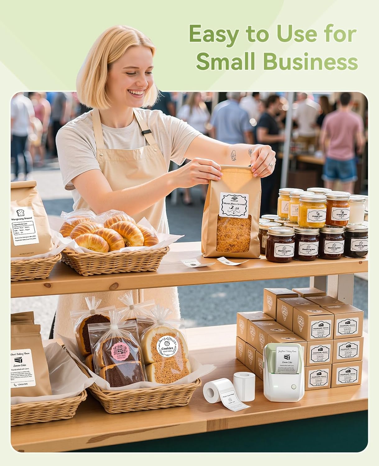 NIIMBOT B1 Label Maker Machine with Tape, Thermal Label Printer Easy to Use for Office, Home, Business, 2 Inch Label Maker with 2'' x1.18'' Labels