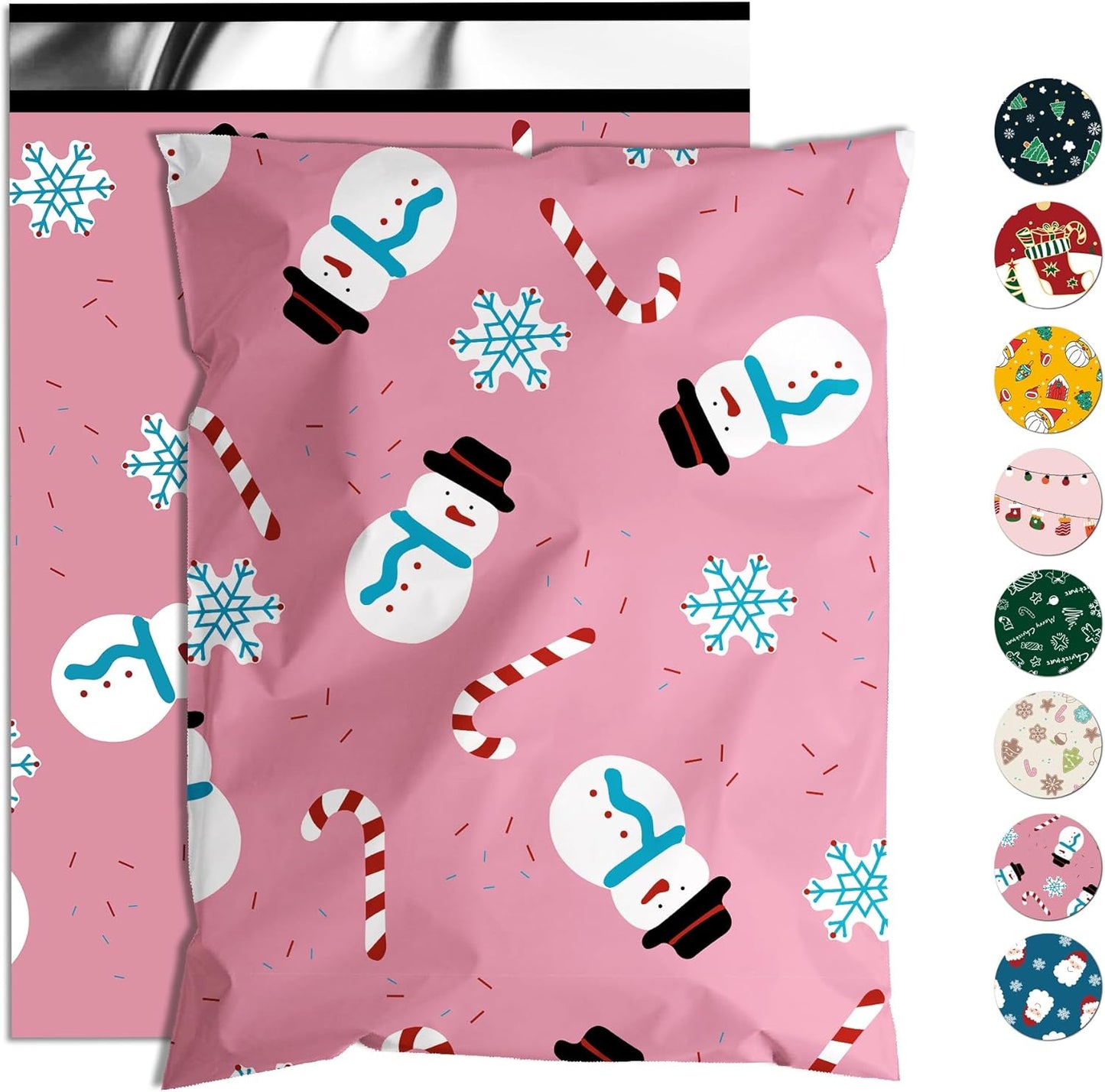 Christmas Poly Mailer 14.5x19 Inch 50 Pcs, Waterproof Shipping Bags for Clothing, Tear-Resistant Mailier Bags, Strong Mailing Bags with Self-Seal - Snowmen Printed