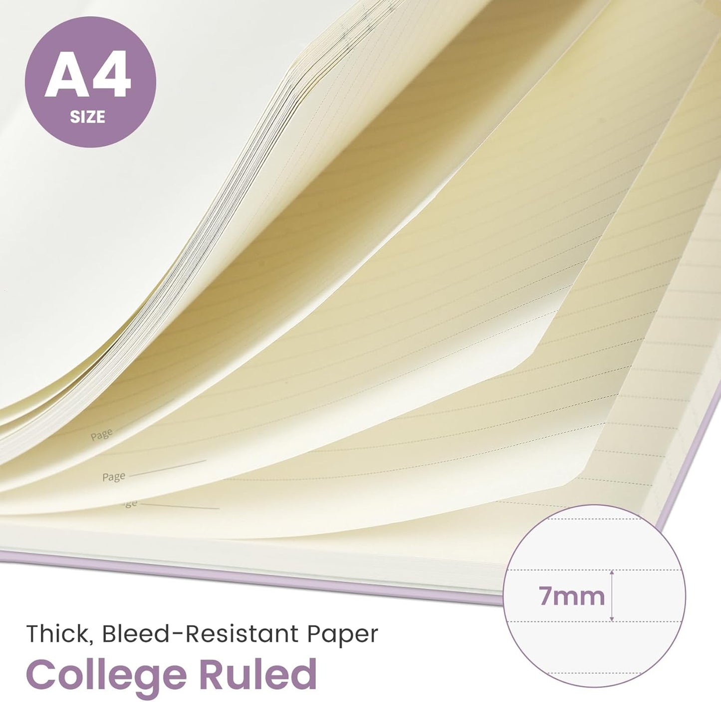 Taja Spiral Lined Notebook, 8.5"x11" Notebooks for Work, Large A4 Journal for Women & Men, College Ruled Journaling Notebook for Writing, Plastic Cover Spiral Journal, Lilac