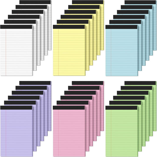 Small Legal Pads 5x8 Colored, 36 Pack Note Pads 5x8, Perforated Pink Legal Pad College Ruled, 30 Sheet/Pad, Lined Paper Pads 5x8 Notebook Pad, Purple Legal Pads 5x8 for Study, Office, Home