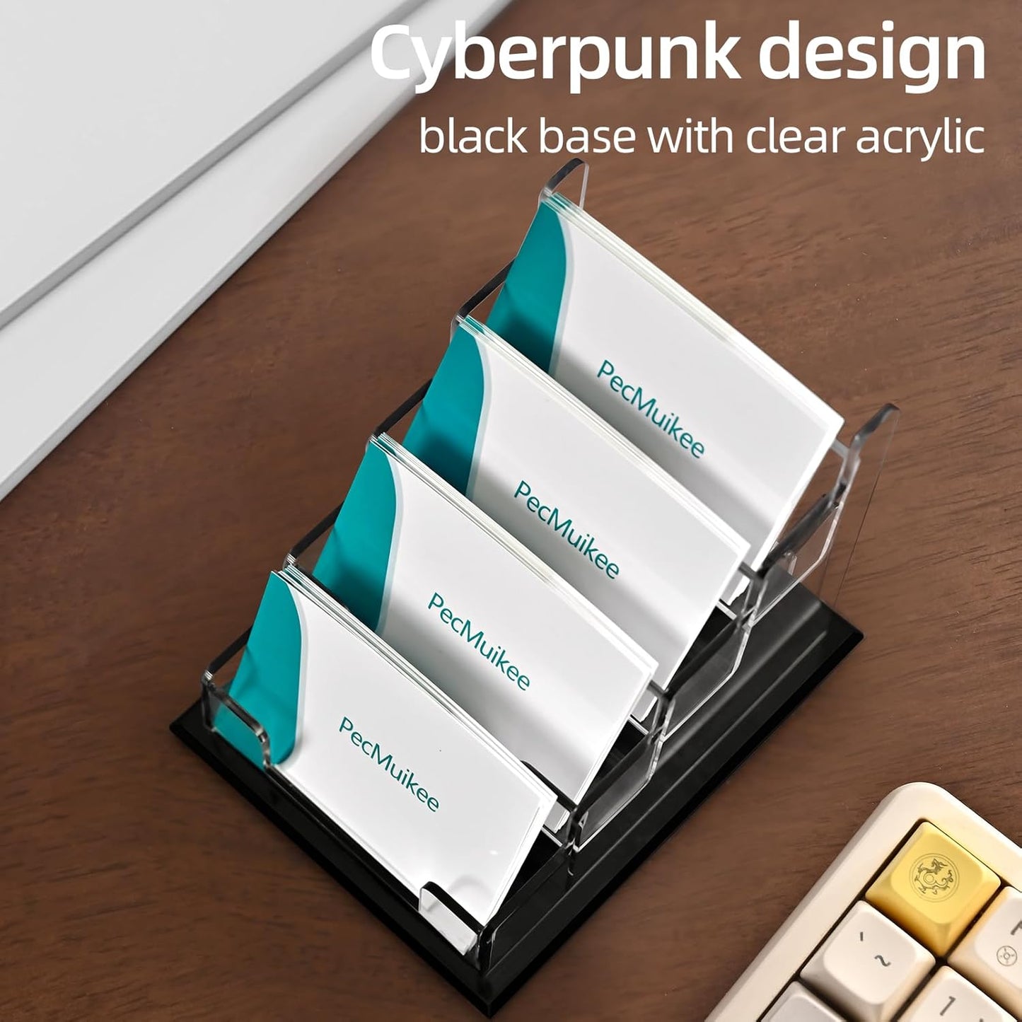 PecMuikee Business Card Holder for Desk，Acrylic Business Card Display Stand,Multiple Business Card Holders for Office, Exhibition, Home, Restaurant (ZFZ-MPH-4C)