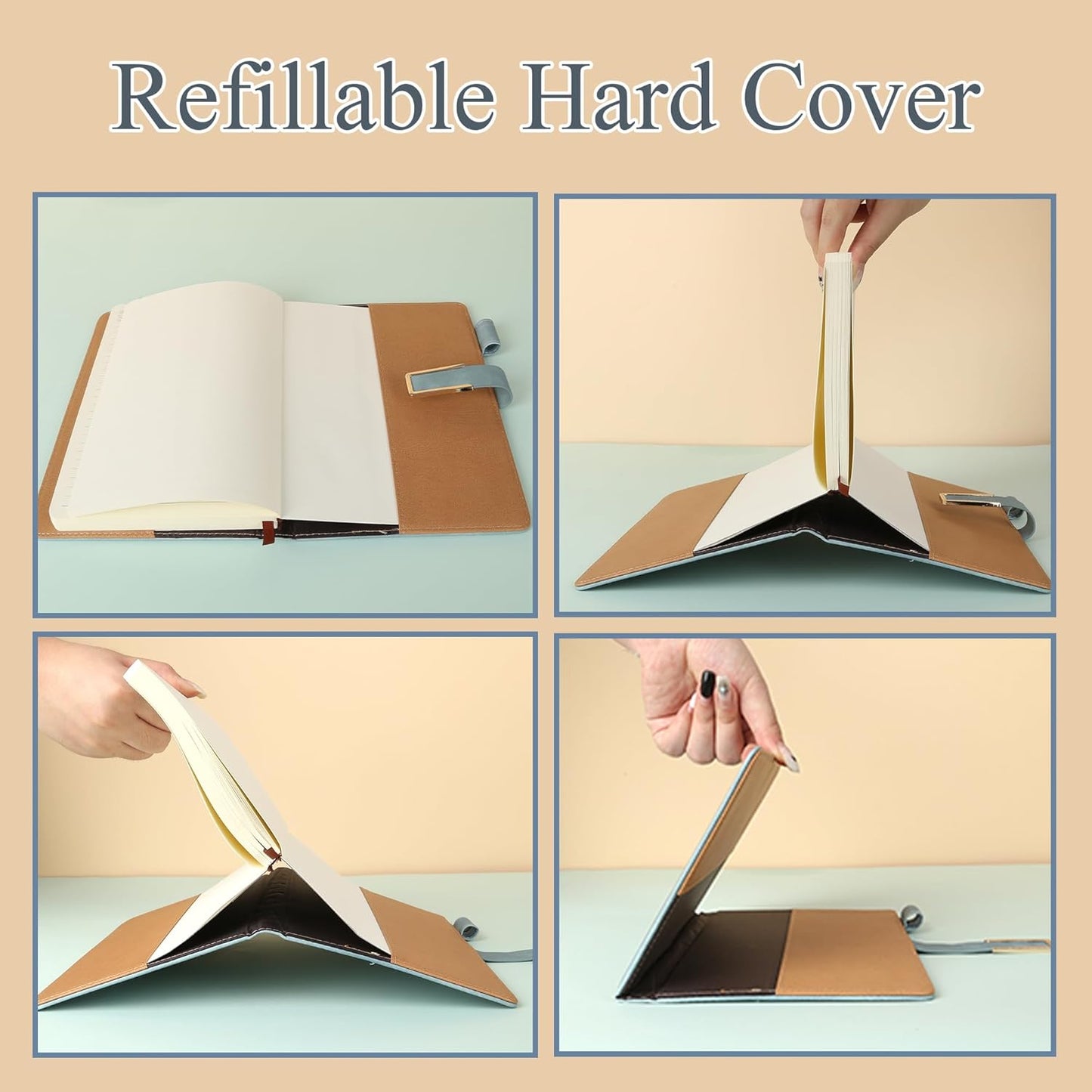 Fanery Sue Refillable Adventure Travel Journal For Women & Men Faux Leather Hardcover A5 Travel Notebook College Ruled 200 Lined Pages Lay-Flat Diary With Pen & Magnetic Buckle（Adventure - Green