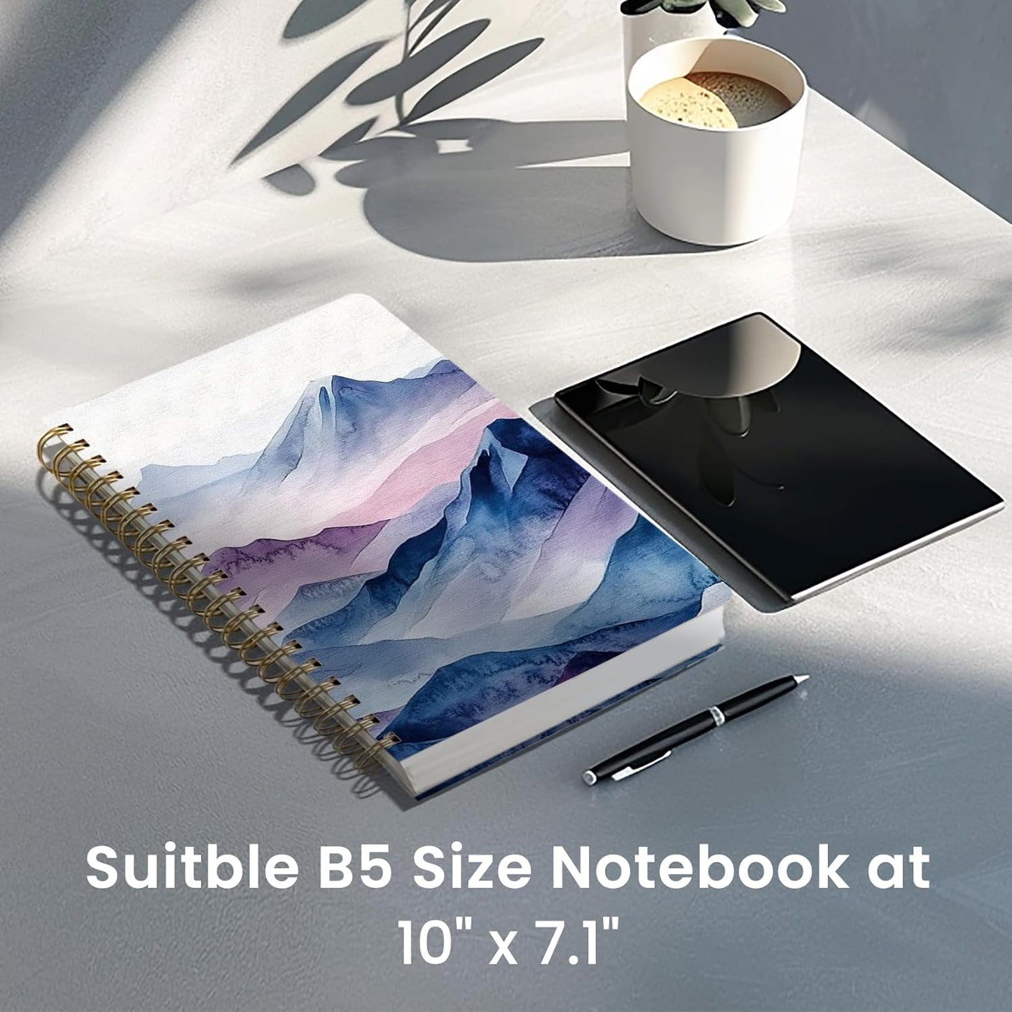 Lined Spiral Notebook Journal for Work, 300 Pages Thick B5 (7.1"x10") College Ruled Journal for Women & Writing, Hardcover Notebook for Note Taking, Perfect for Office Home School, Distant Peak