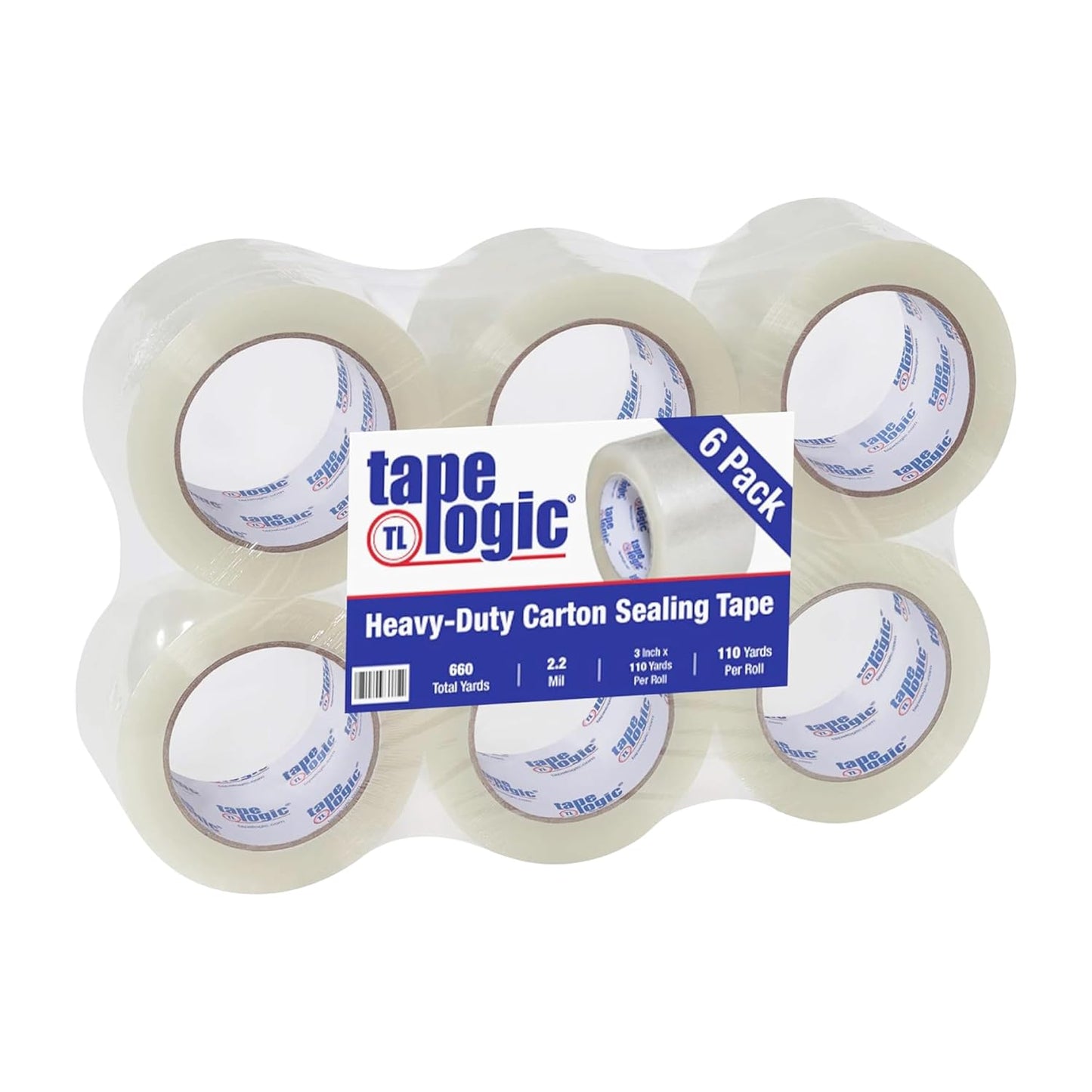 Tape Logic 3" x 110 yds Acrylic Packing Tape 2.2 Mil, Clear (6-Pack) Heavy Duty Packing Tape Rolls for Sealing Boxes at Home, Warehouse, & Office, Supplies for Packaging, Shipping, Moving
