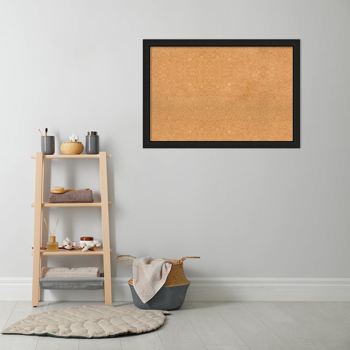 Amanti Art Natural Cork Board for Wall, 27x39 Vision Board with Black Wood Frame, Large Corkboard Office Decor for Home Organization, Casual Corkboard Pinboard to display items for home organization